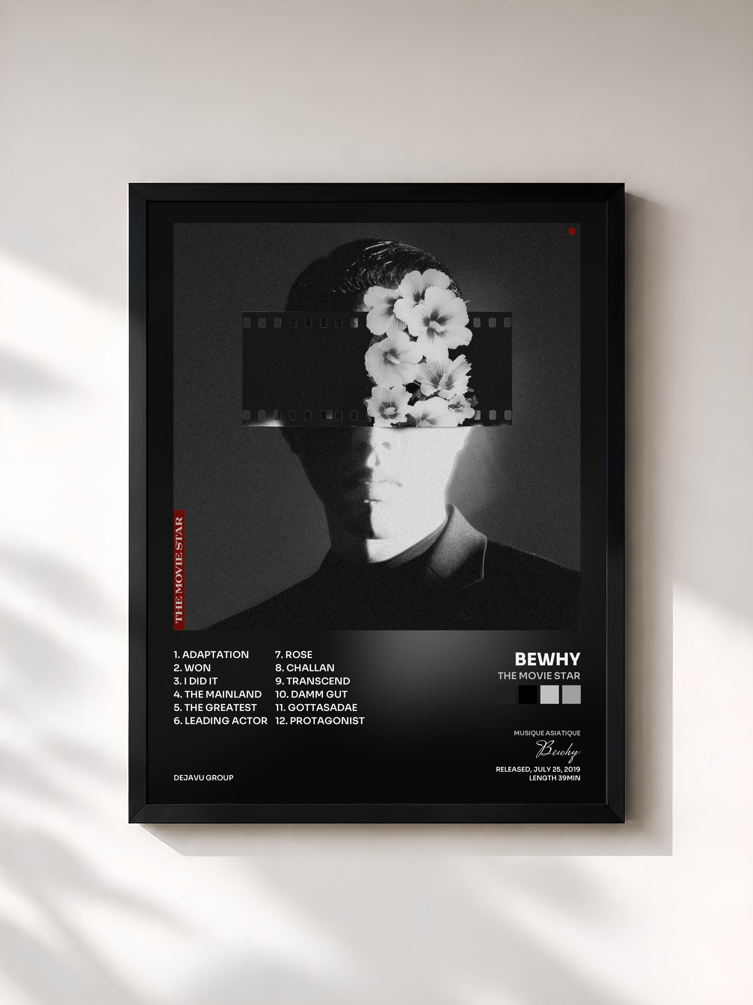 #noir Tableau de l'album The Movie Star de Bewhy, cadre noir, imprimé et encadré en France