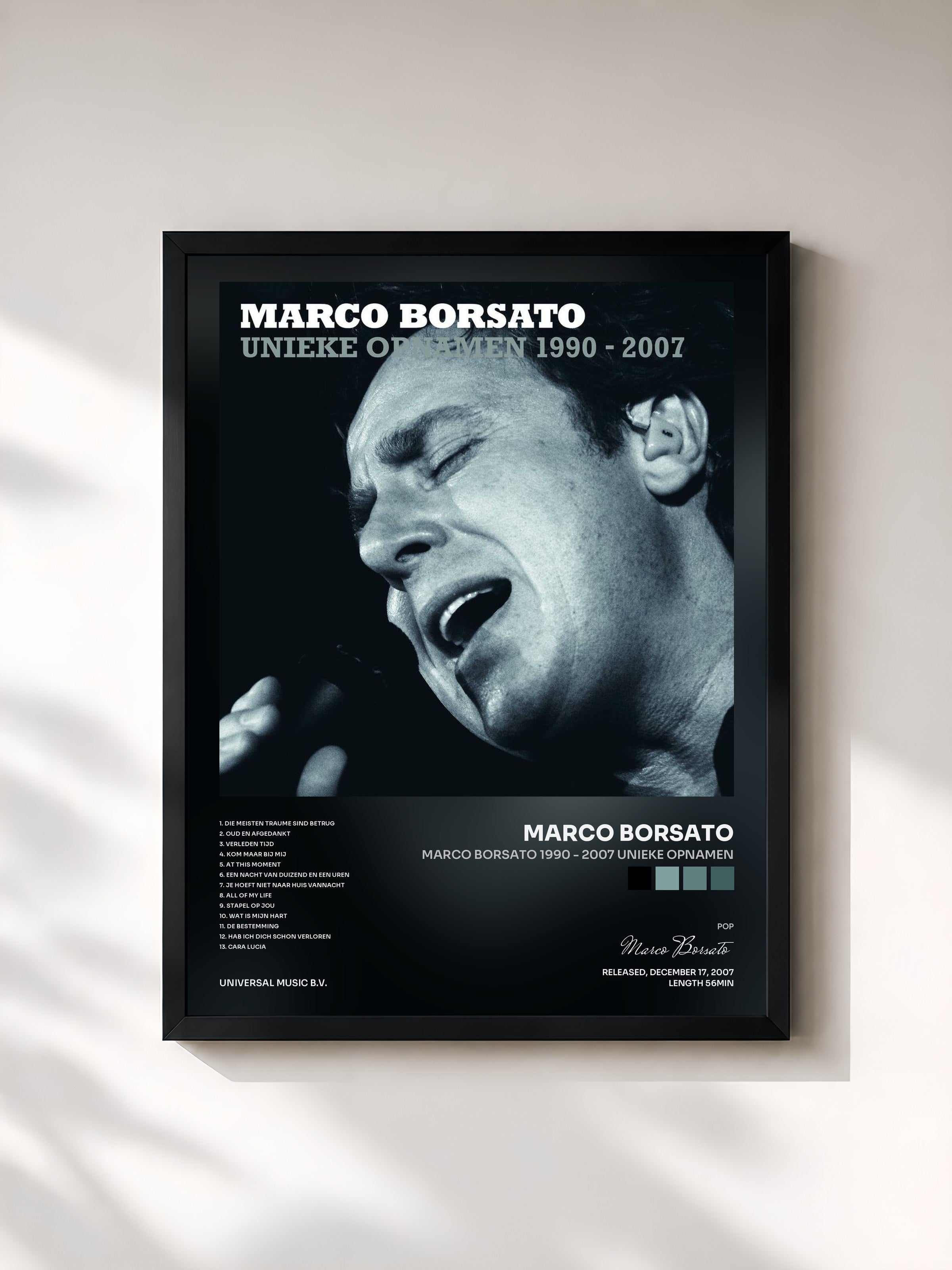 #noir Tableau de l'album Marco Borsato 1990 - 2007 Unieke Opnamen de Marco Borsato, cadre noir, imprimé et encadré en France