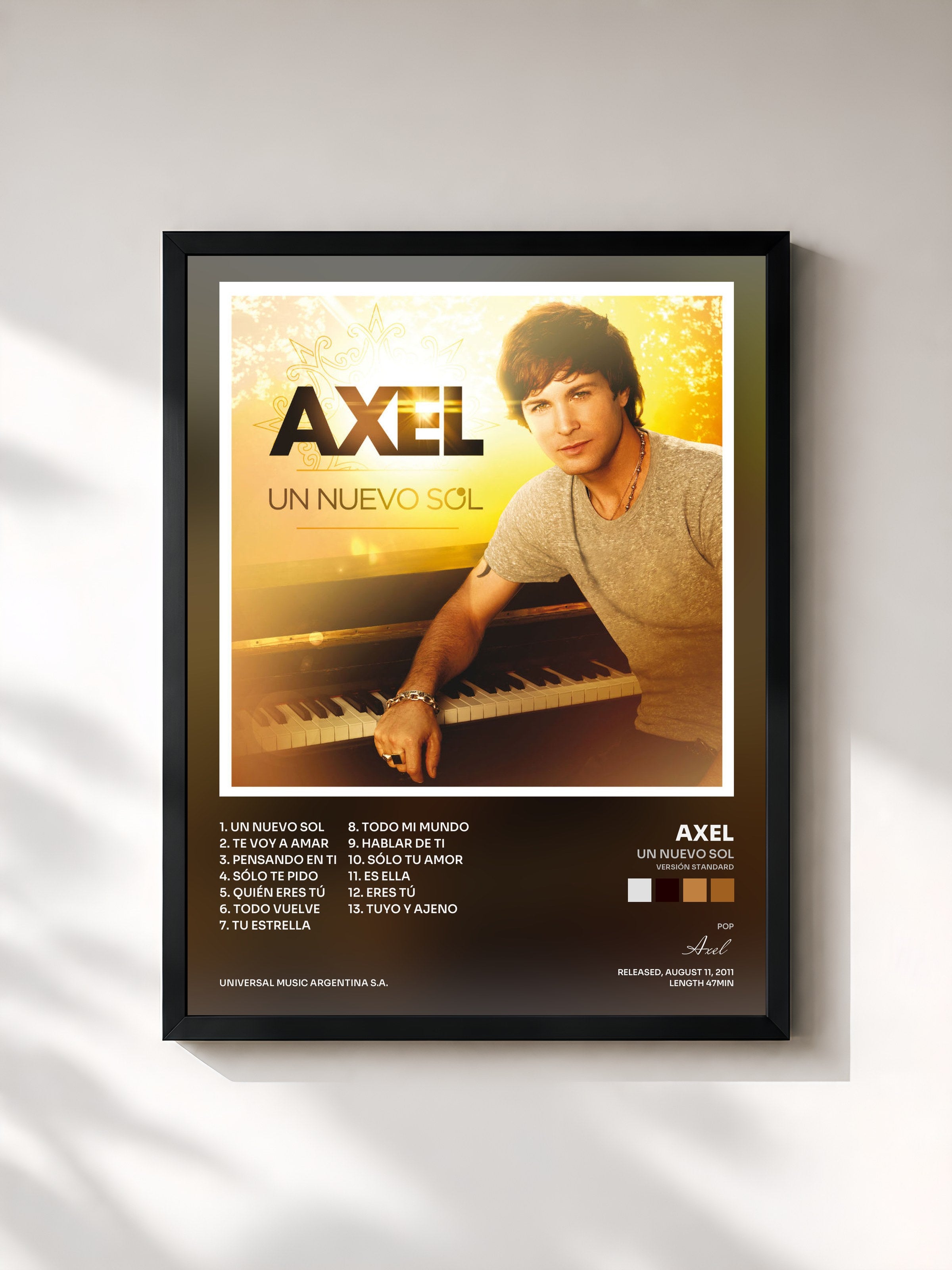 #noir Tableau de l'album Un Nuevo Sol (Versión Standard) de Axel, cadre noir, imprimé et encadré en France