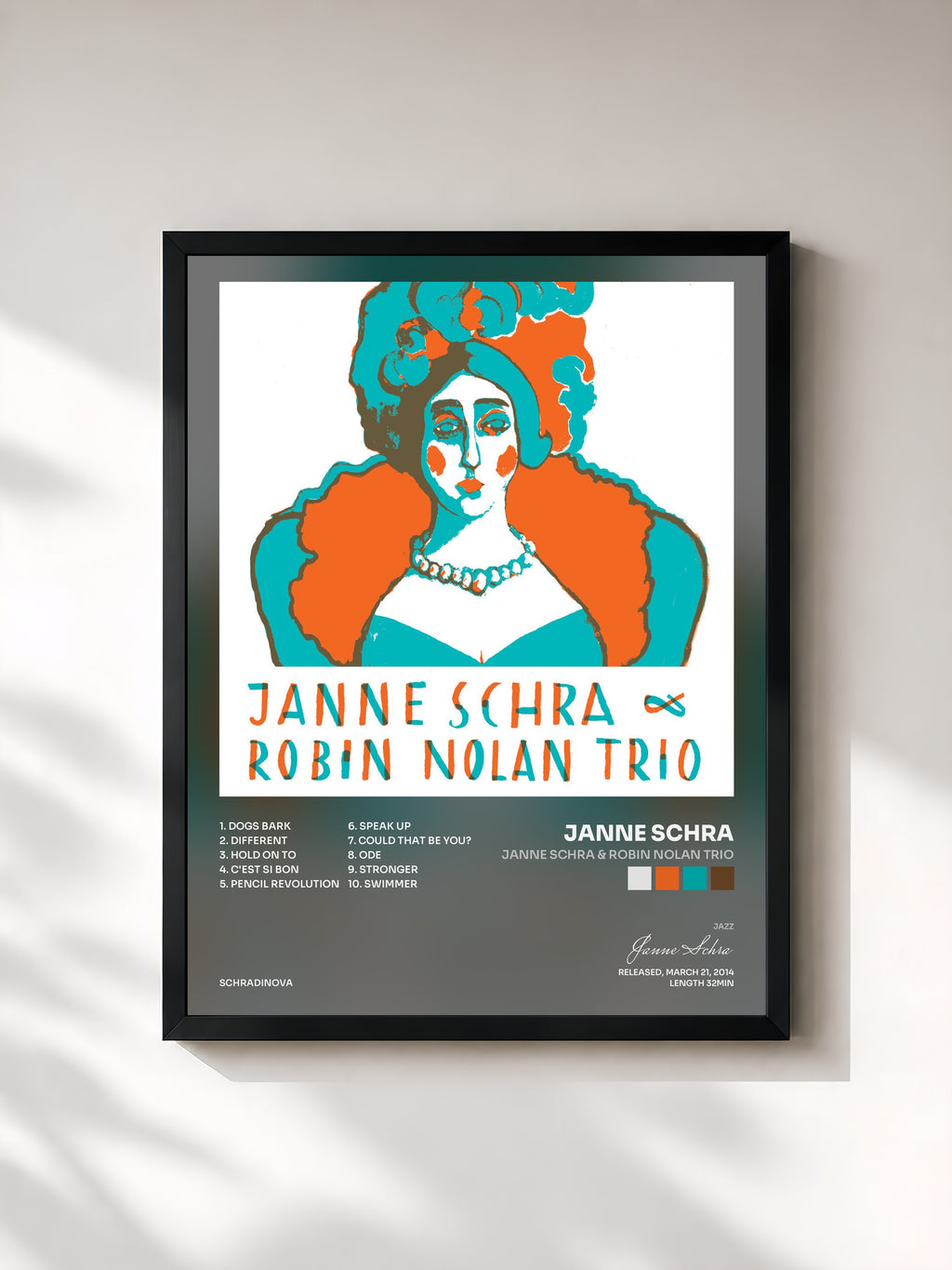 #noir Tableau de l'album Janne Schra & Robin Nolan Trio de Janne Schra, cadre noir, imprimé et encadré en France