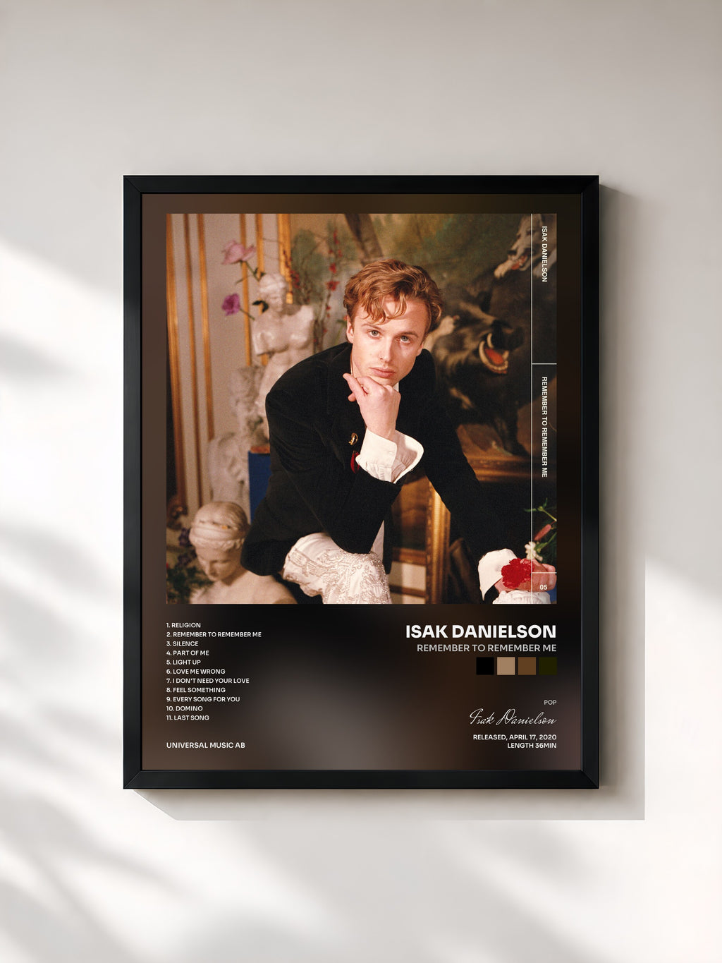 #noir Tableau de l'album Remember To Remember Me de Isak Danielson, cadre noir, imprimé et encadré en France
