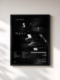 #noir Tableau de l'album Opus de Ryuichi Sakamoto, cadre noir, imprimé et encadré en France