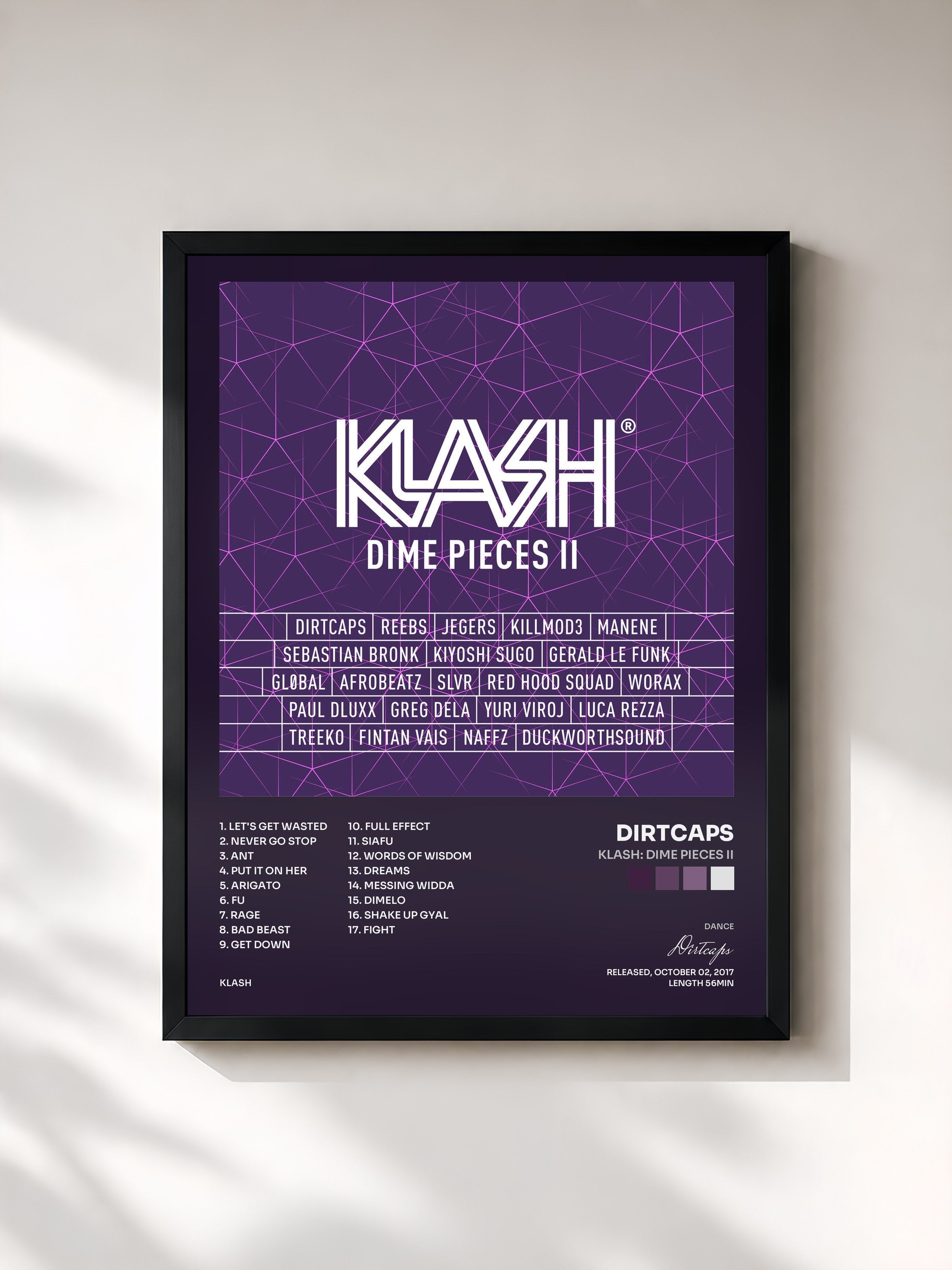#noir Tableau de l'album KLASH: Dime Pieces II de Dirtcaps, cadre noir, imprimé et encadré en France