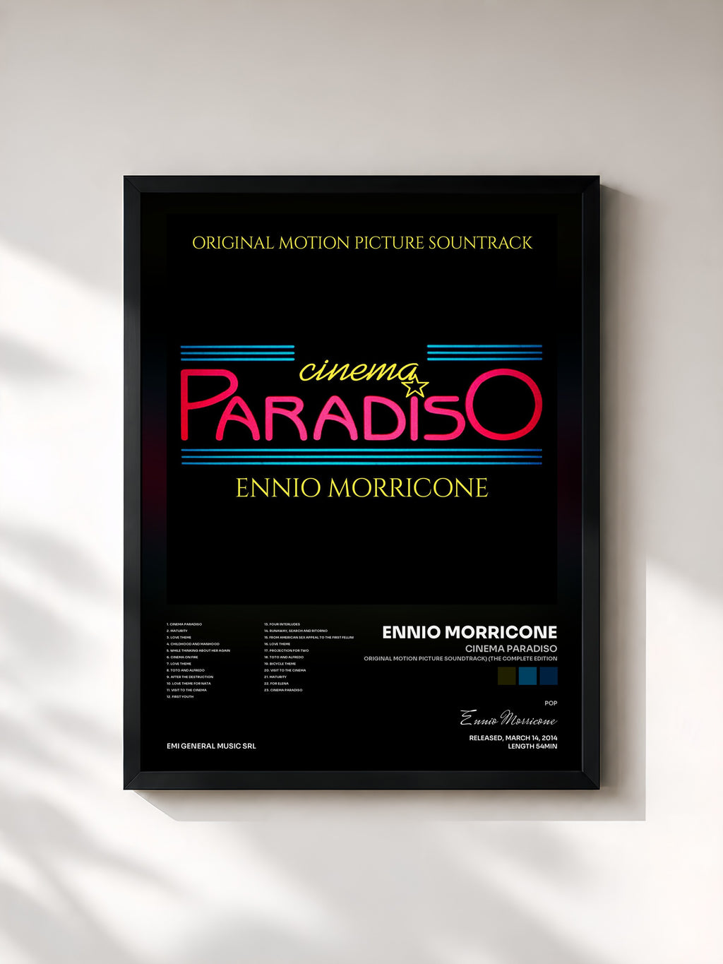 #noir Tableau de l'album Cinema Paradiso (Original Motion Picture Soundtrack) (The Complete Edition) de Ennio Morricone, cadre noir, imprimé et encadré en France