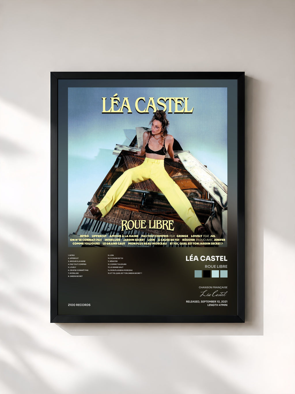 #noir Tableau de l'album Roue libre de Léa Castel, cadre noir, imprimé et encadré en France