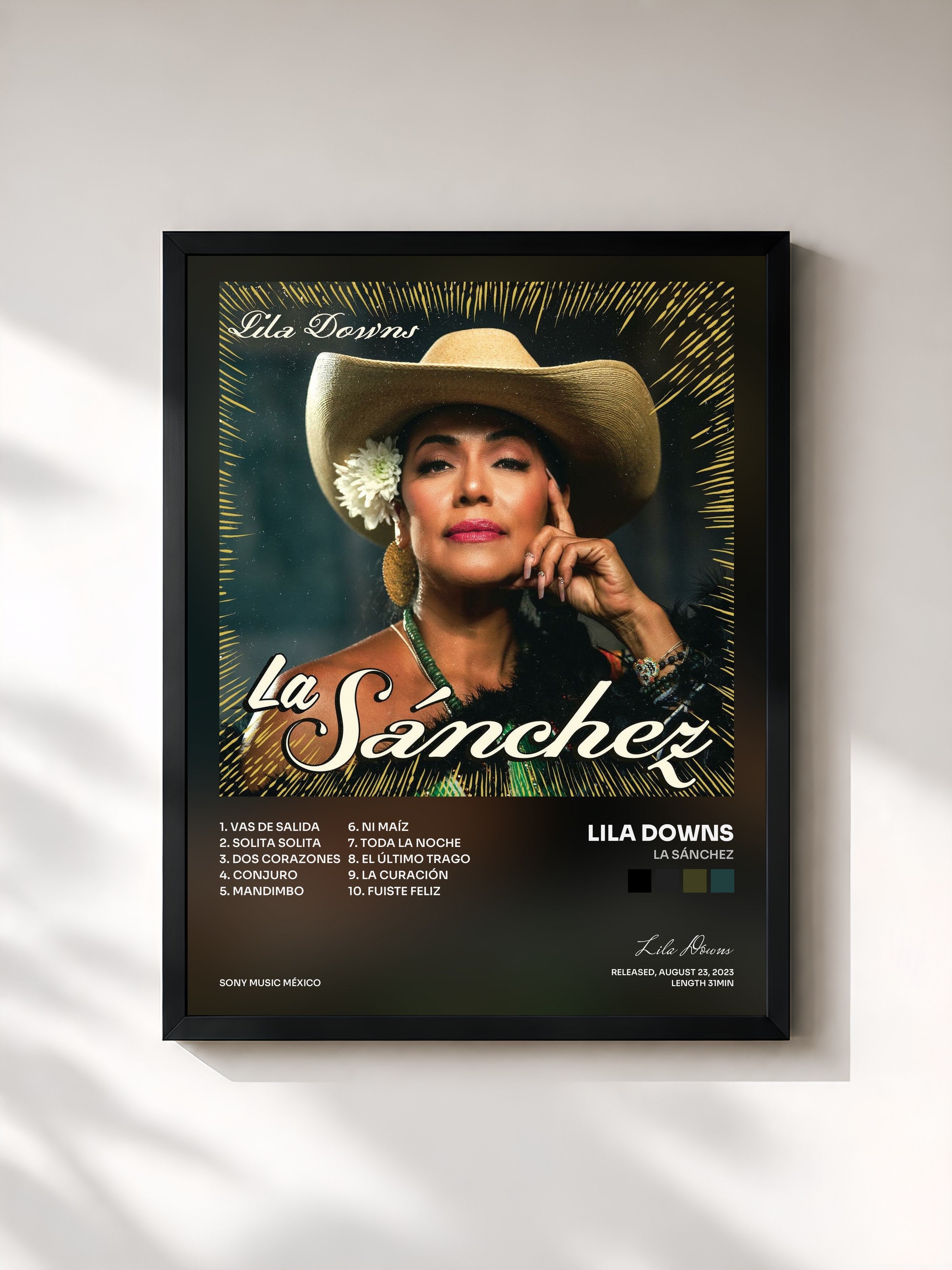 #noir Tableau de l'album La Sánchez de Lila Downs, cadre noir, imprimé et encadré en France