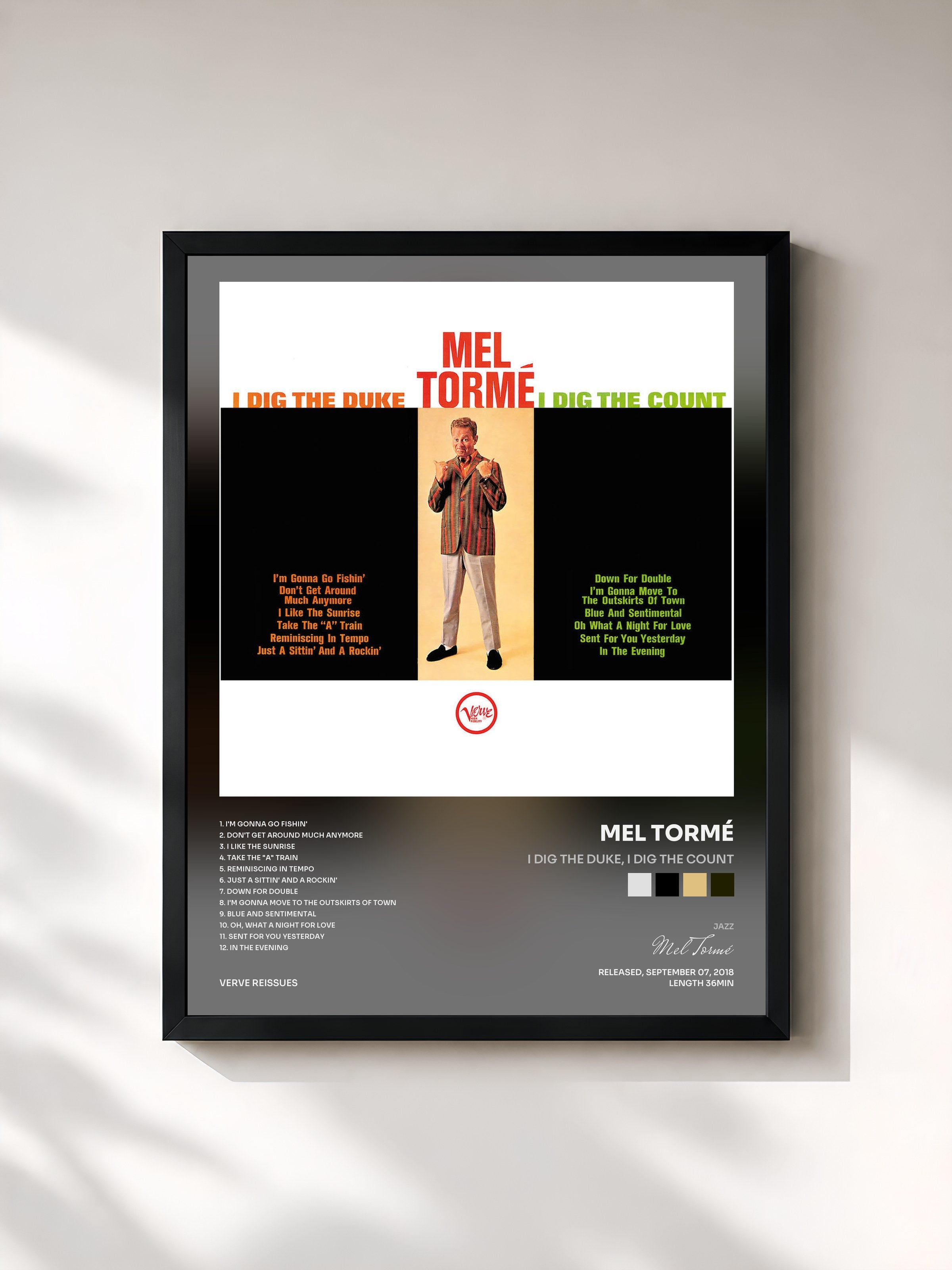 #noir Tableau de l'album I Dig The Duke, I Dig The Count de Mel Tormé, cadre noir, imprimé et encadré en France
