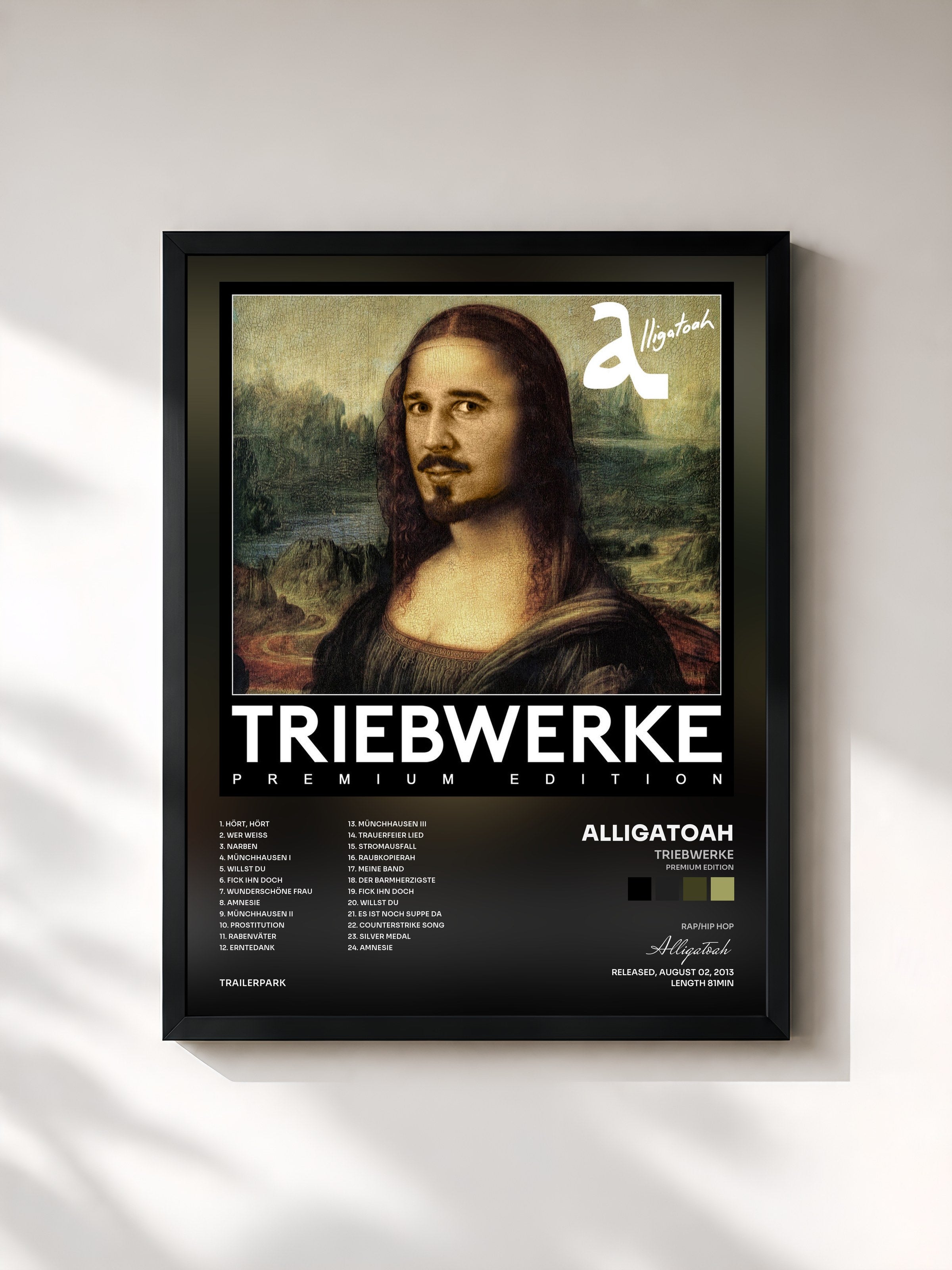 #noir Tableau de l'album Triebwerke (Premium Edition) de Alligatoah, cadre noir, imprimé et encadré en France