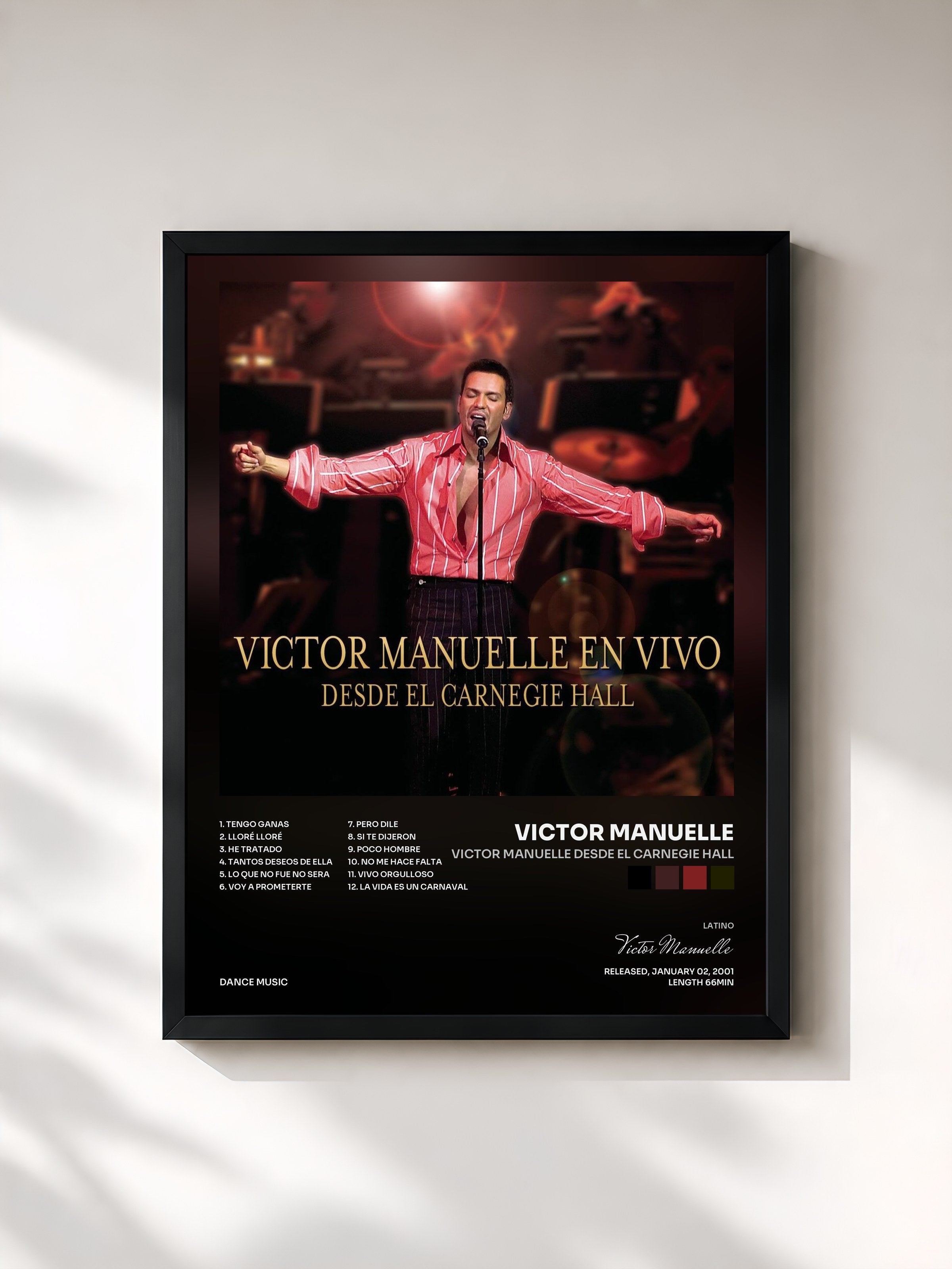 #noir Tableau de l'album Victor Manuelle Desde El Carnegie Hall de Victor Manuelle, cadre noir, imprimé et encadré en France