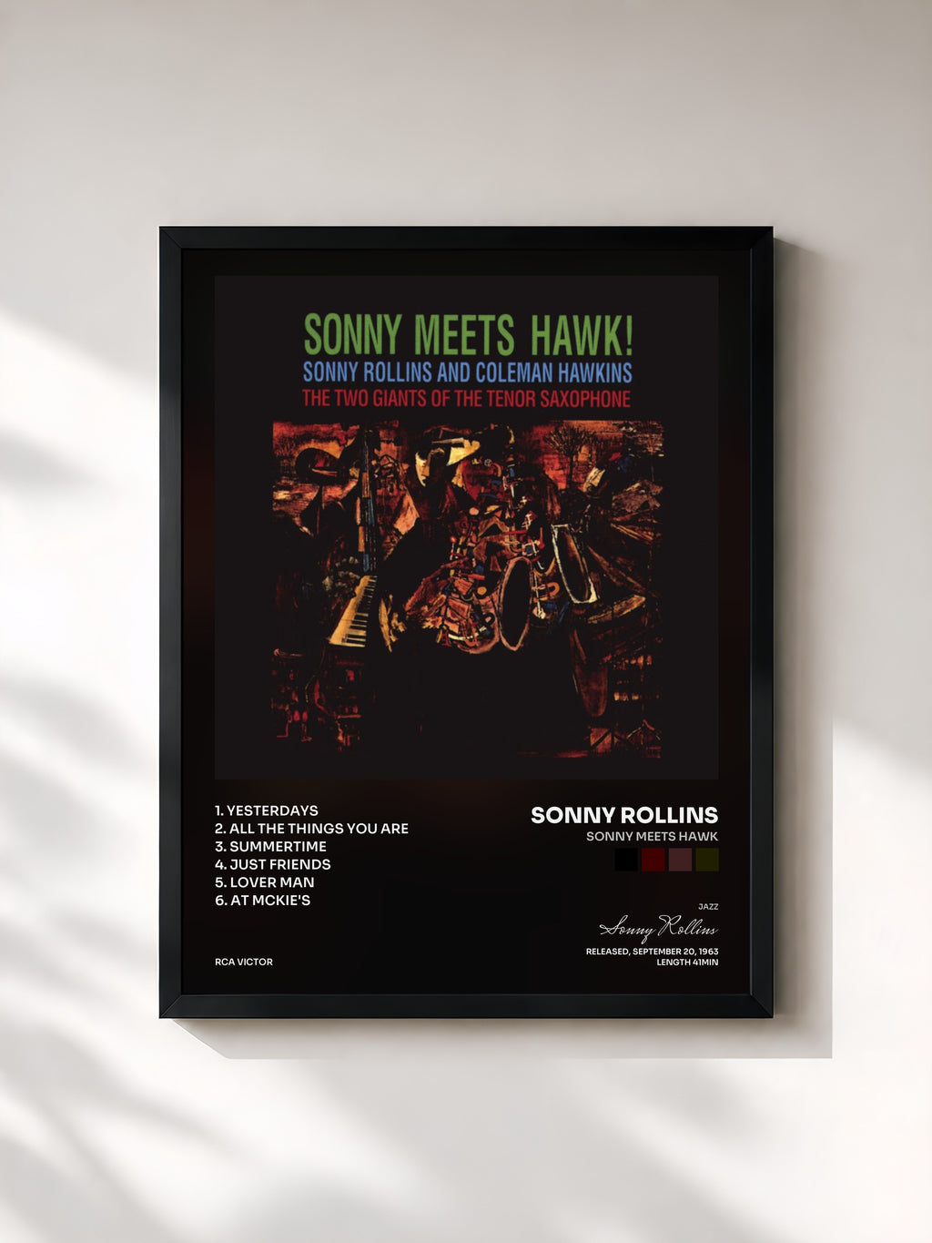 #noir Tableau de l'album Sonny Meets Hawk de Sonny Rollins, cadre noir, imprimé et encadré en France
