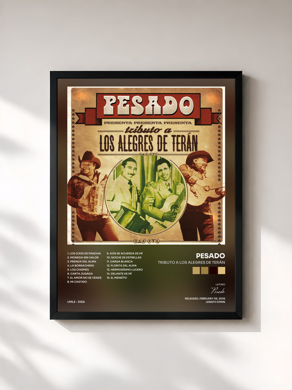 #noir Tableau de l'album Tributo A Los Alegres De Terán de Pesado, cadre noir, imprimé et encadré en France