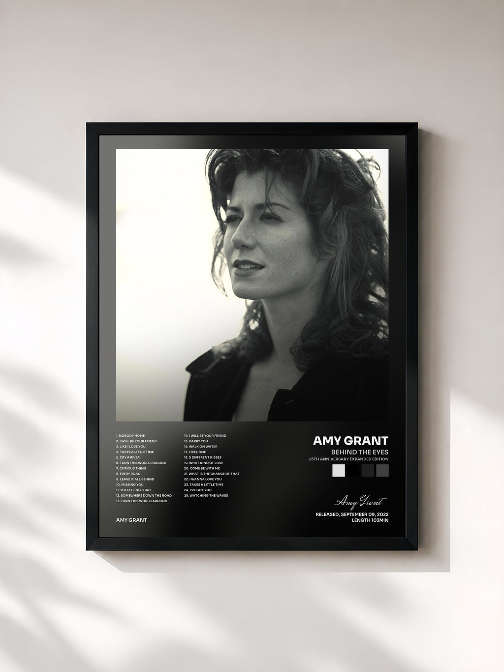 #noir Tableau de l'album Behind The Eyes (25th Anniversary Expanded Edition) de Amy Grant, cadre noir, imprimé et encadré en France