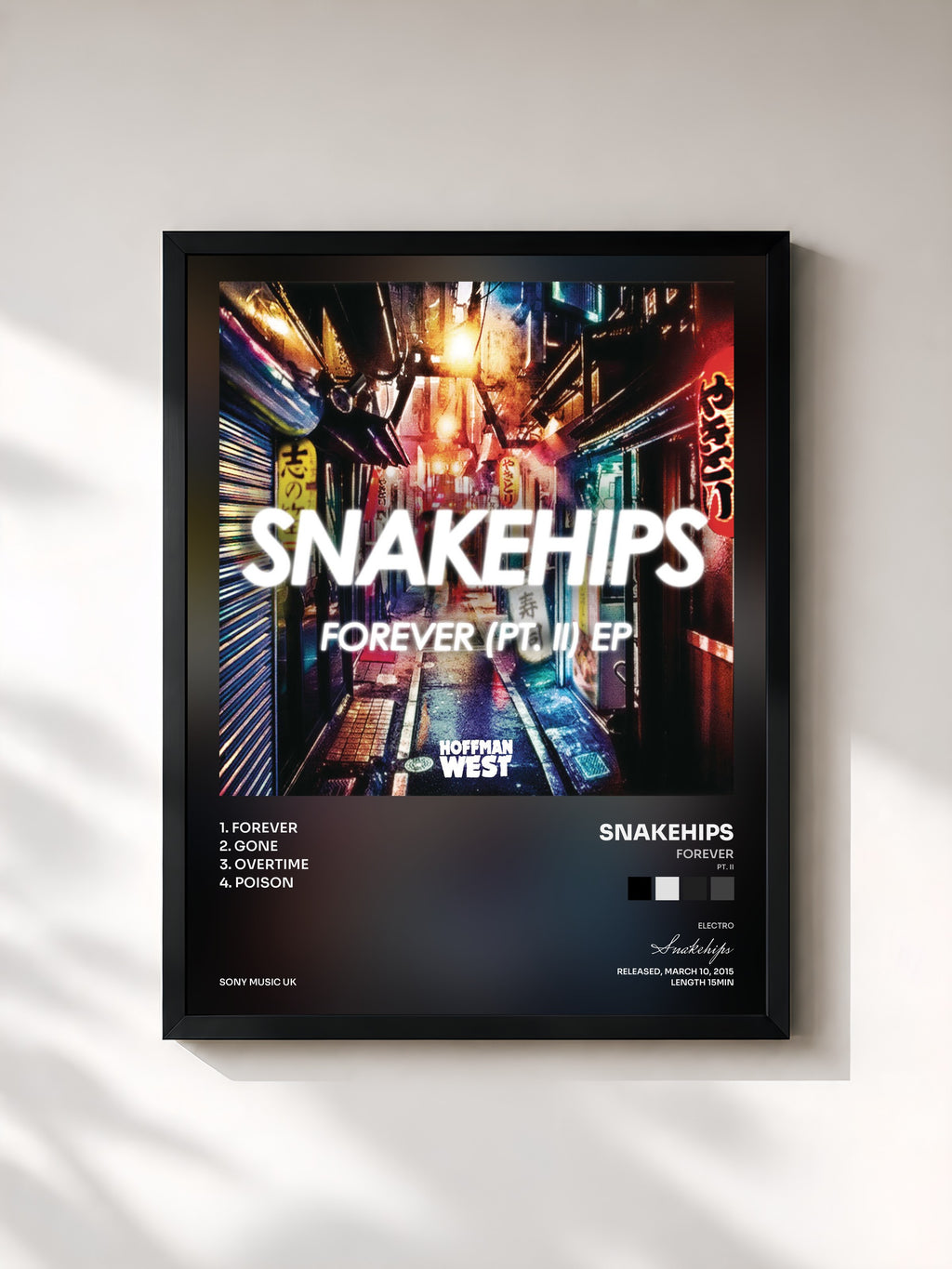 #noir Tableau de l'album Forever (Pt. II) - EP de Snakehips, cadre noir, imprimé et encadré en France