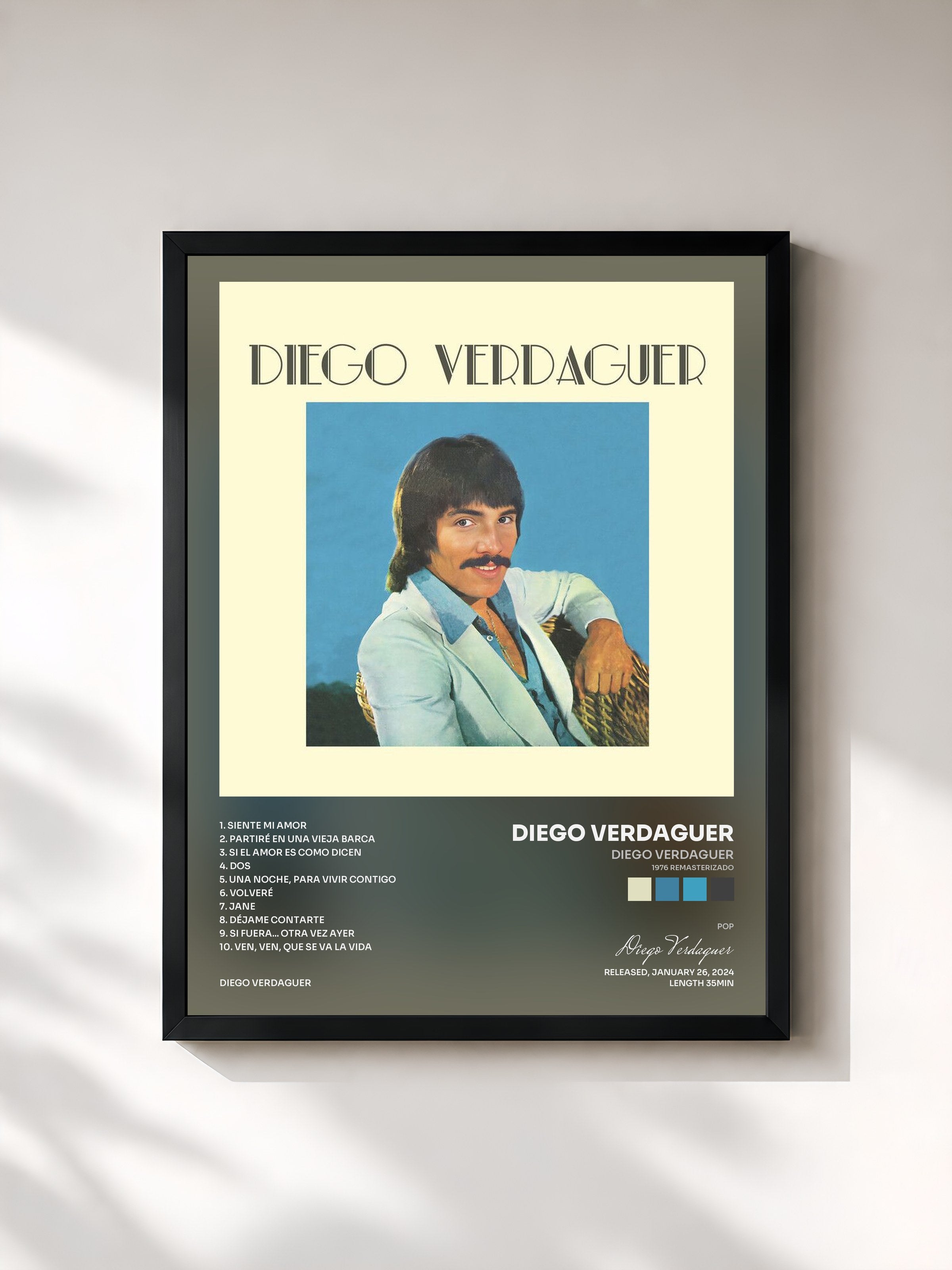 #noir Tableau de l'album Diego Verdaguer (1976 Remasterizado) de Diego Verdaguer, cadre noir, imprimé et encadré en France