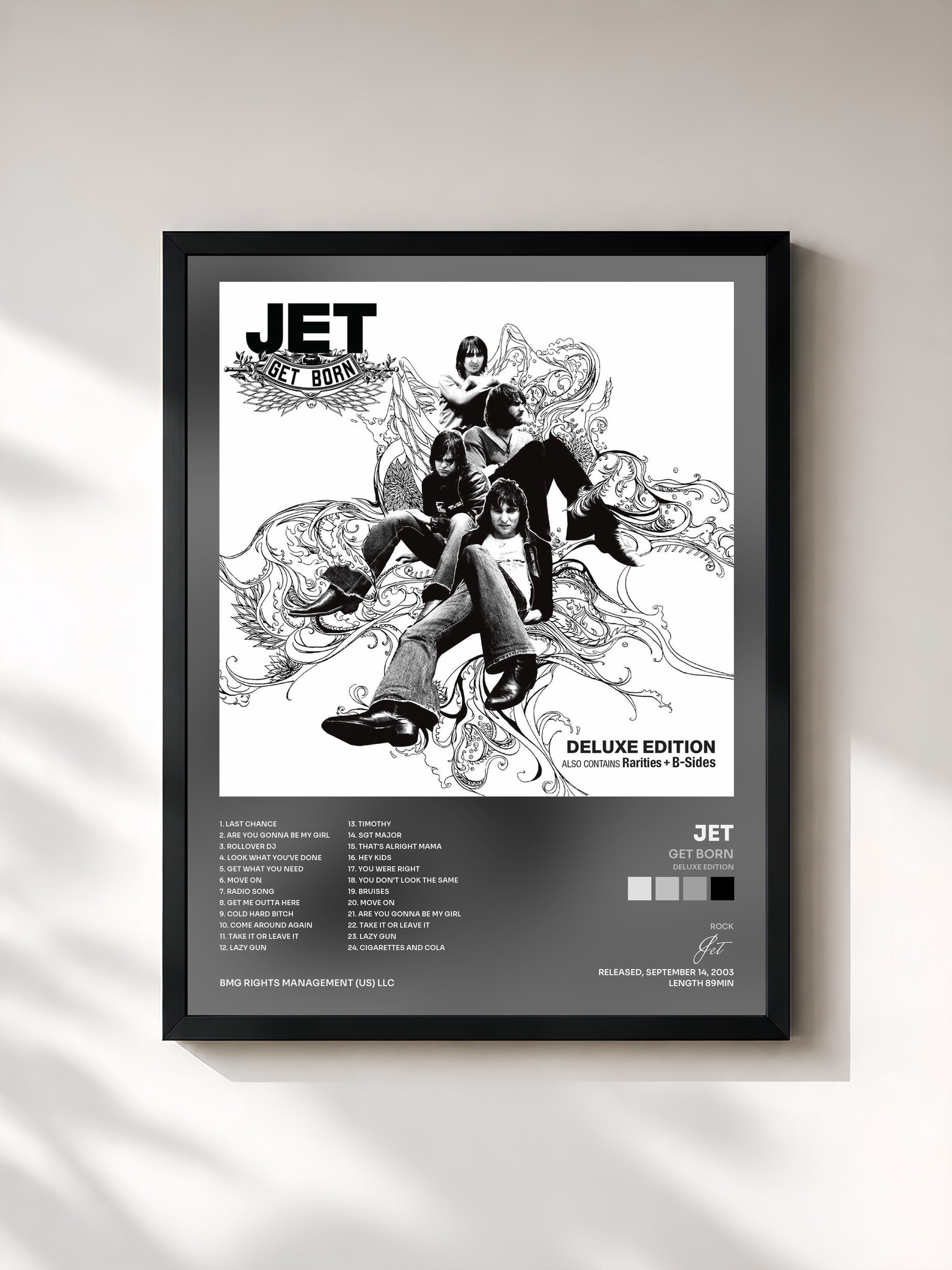 #noir Tableau de l'album Get Born (Deluxe Edition) de Jet, cadre noir, imprimé et encadré en France