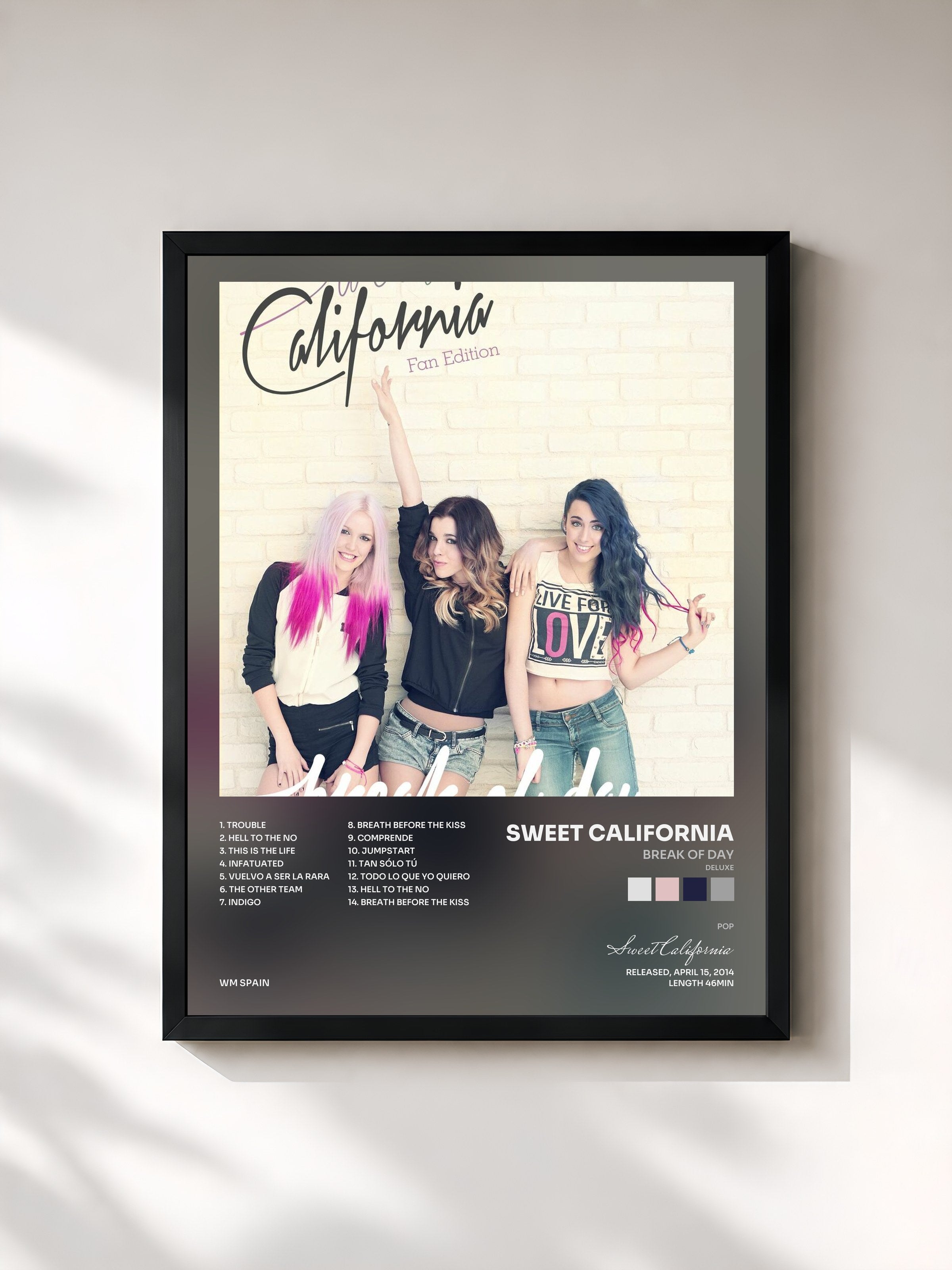 #noir Tableau de l'album Break of Day (Deluxe) de Sweet California, cadre noir, imprimé et encadré en France