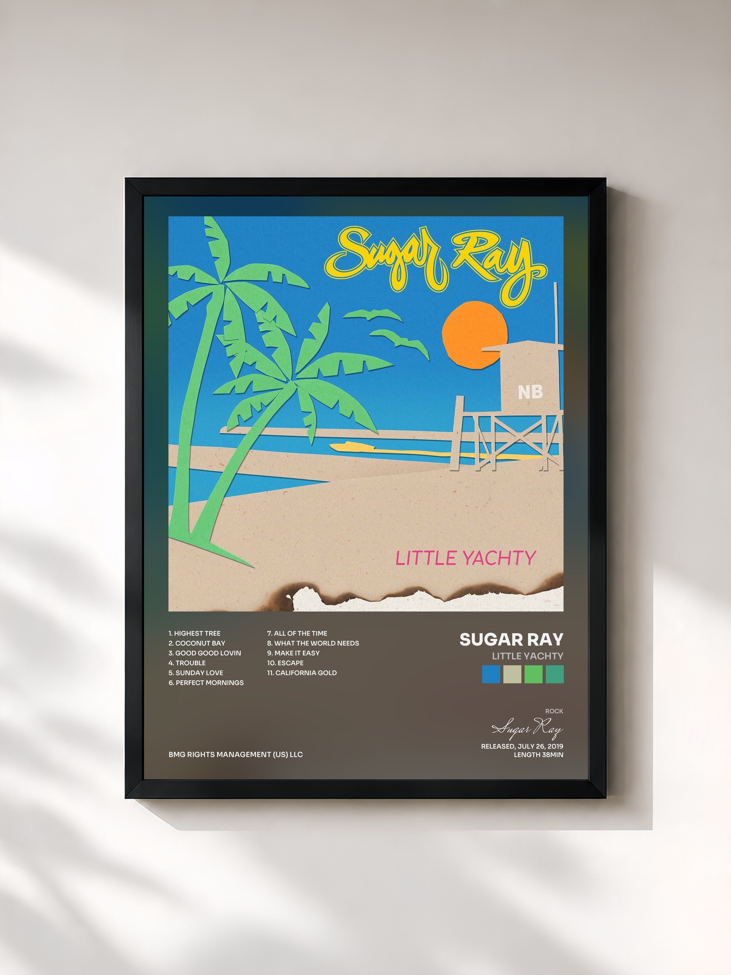 #noir Tableau de l'album Little Yachty de Sugar Ray, cadre noir, imprimé et encadré en France