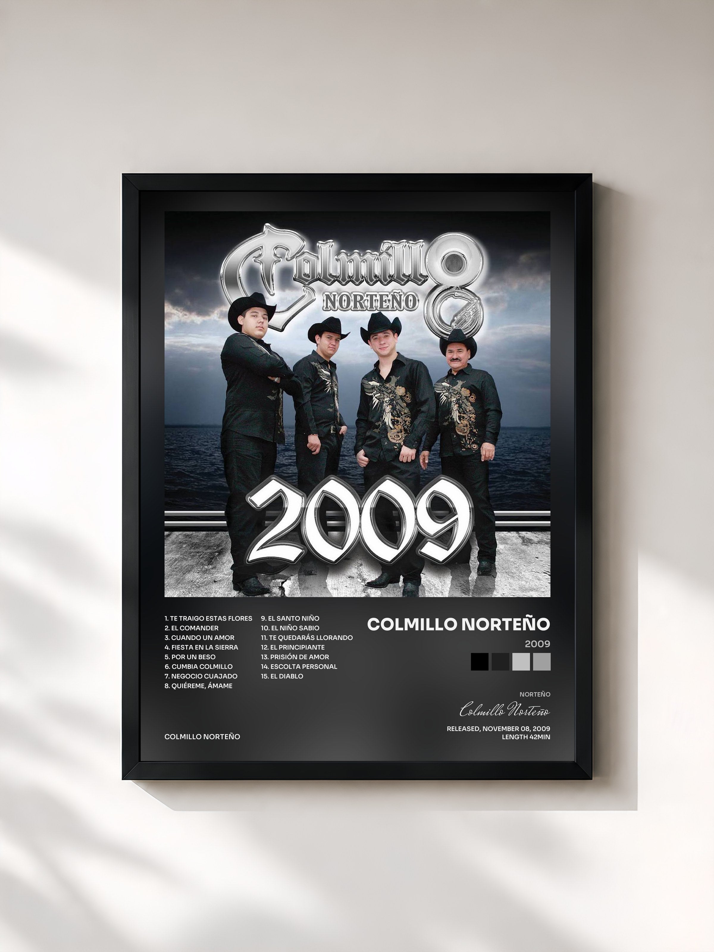 #noir Tableau de l'album 2009 de Colmillo Norteño, cadre noir, imprimé et encadré en France