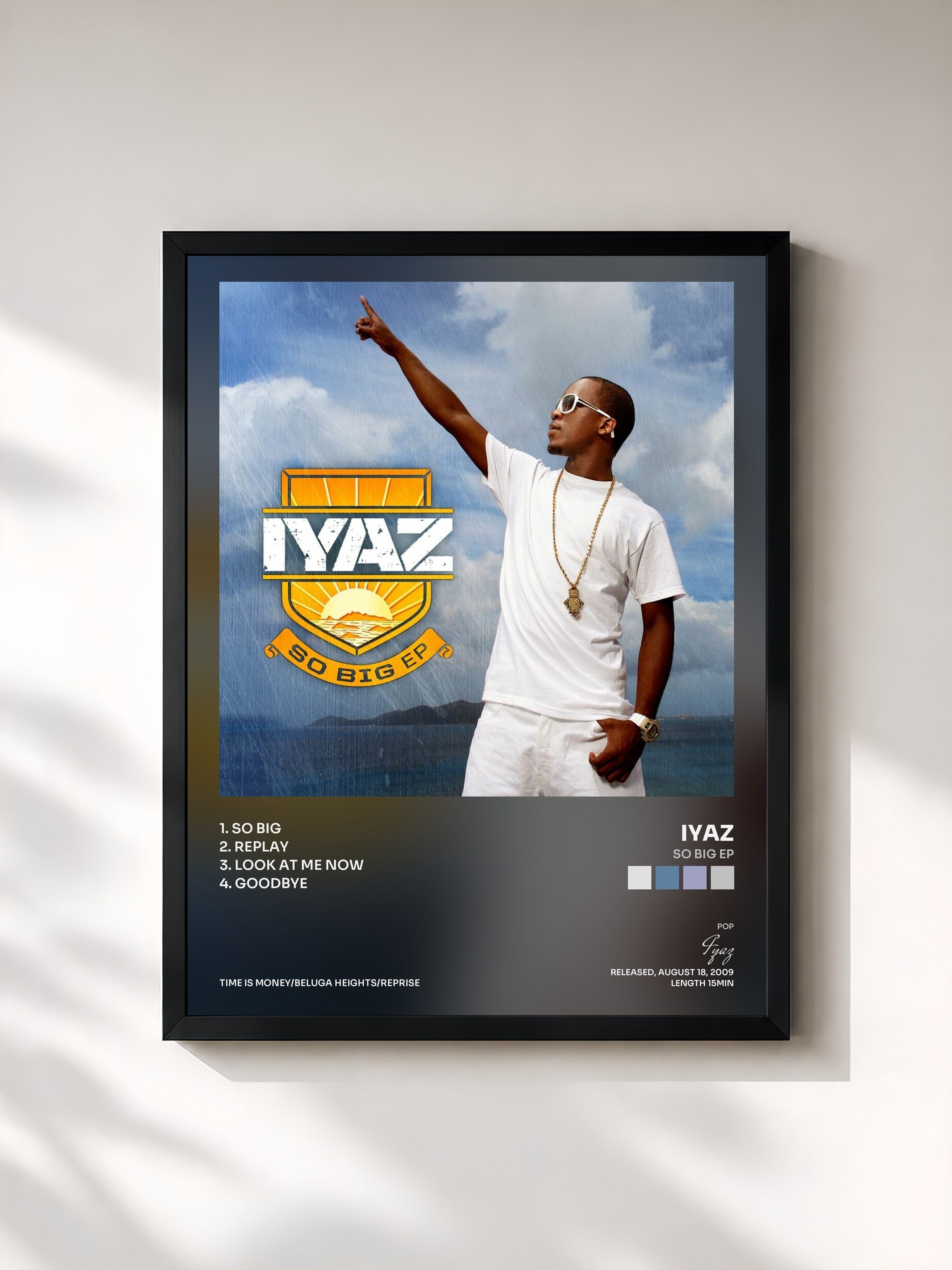 #noir Tableau de l'album So Big EP de Iyaz, cadre noir, imprimé et encadré en France
