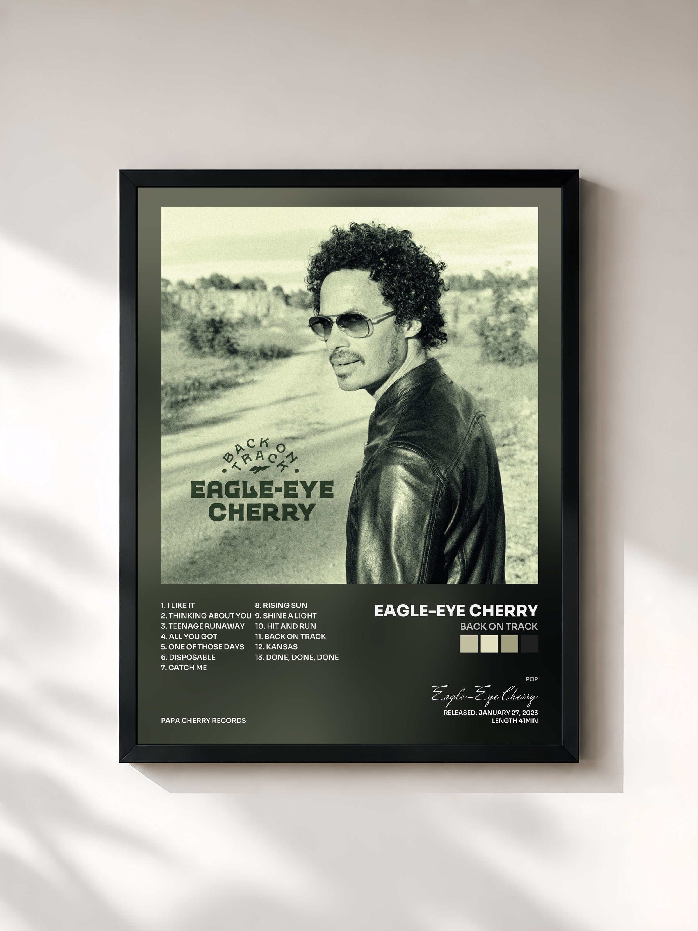 #noir Tableau de l'album Back on Track de Eagle-Eye Cherry, cadre noir, imprimé et encadré en France
