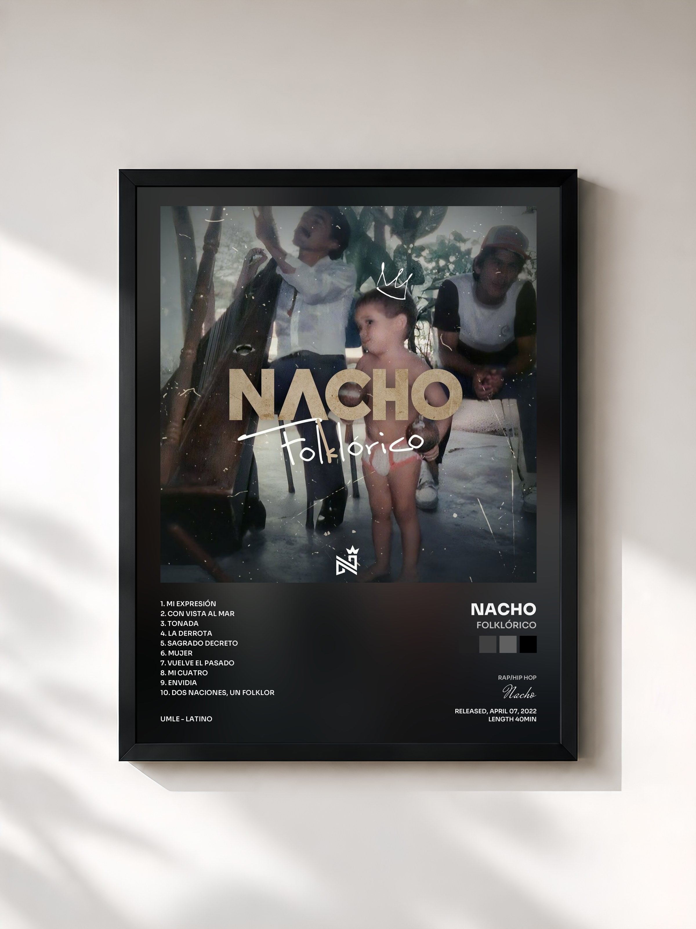 #noir Tableau de l'album Folklórico de Nacho, cadre noir, imprimé et encadré en France