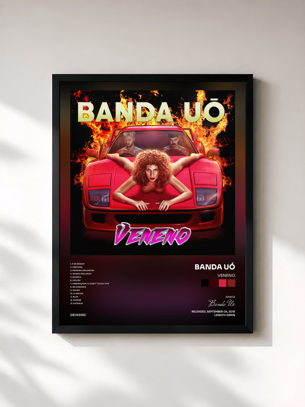 #noir Tableau de l'album Veneno de Banda Uó, cadre noir, imprimé et encadré en France