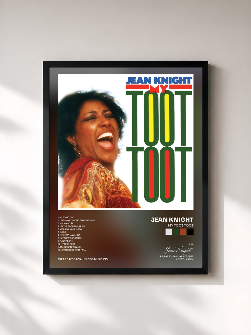 #noir Tableau de l'album My Toot Toot de Jean Knight, cadre noir, imprimé et encadré en France