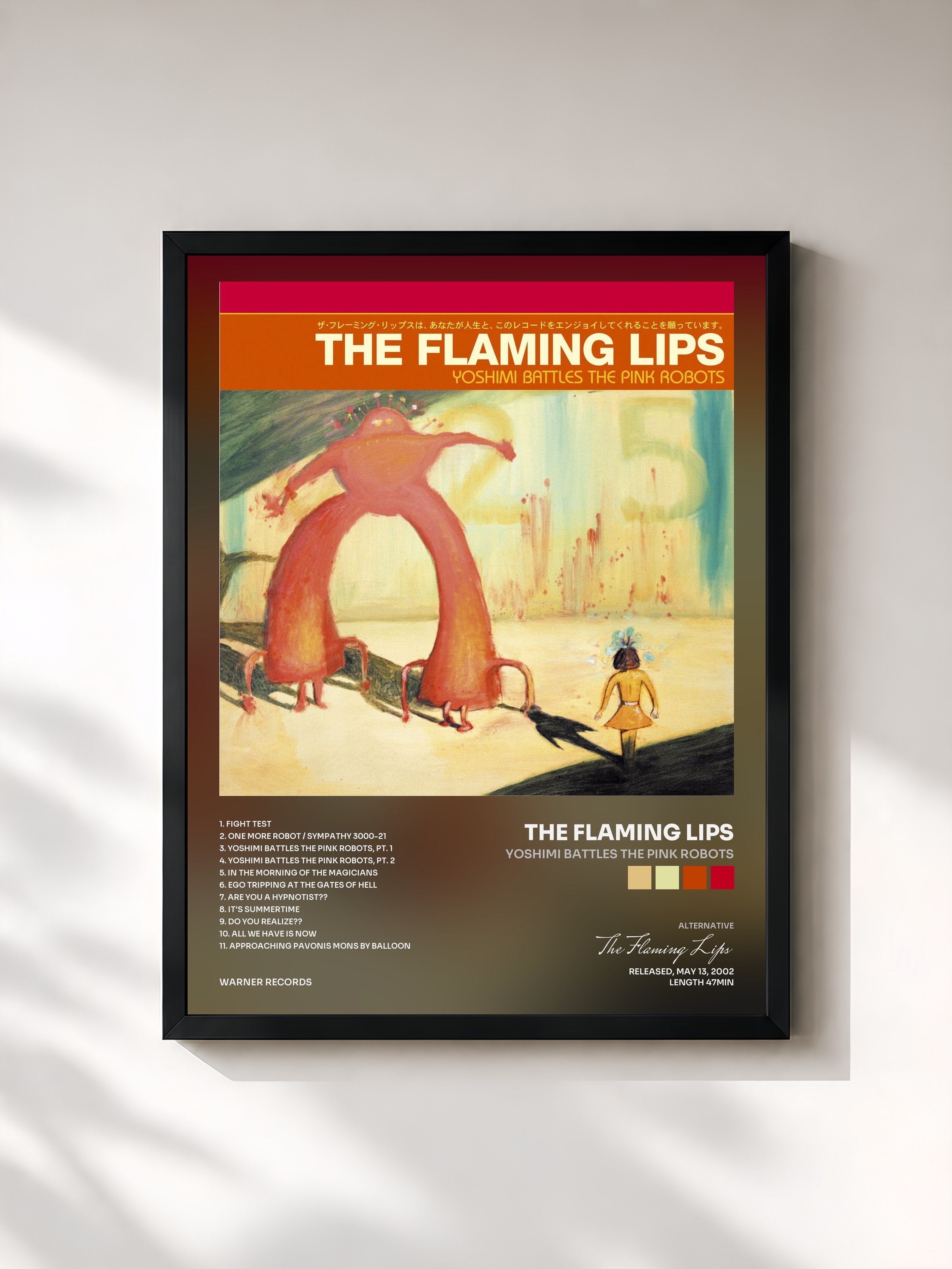 #noir Tableau de l'album Yoshimi Battles the Pink Robots de The Flaming Lips, cadre noir, imprimé et encadré en France