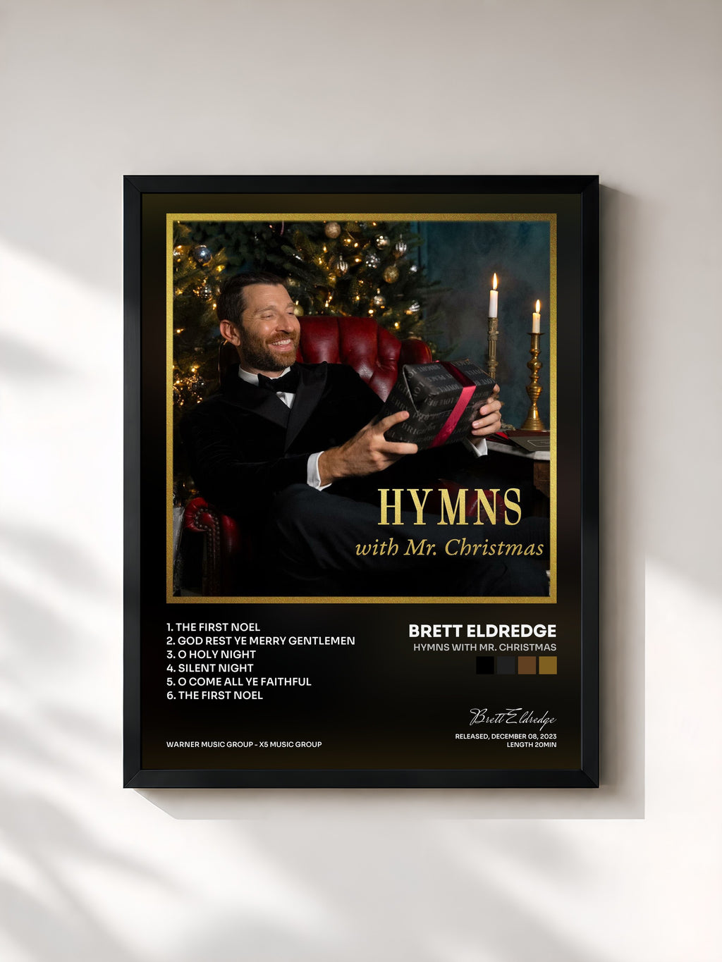 #noir Tableau de l'album Hymns with Mr. Christmas de Brett Eldredge, cadre noir, imprimé et encadré en France