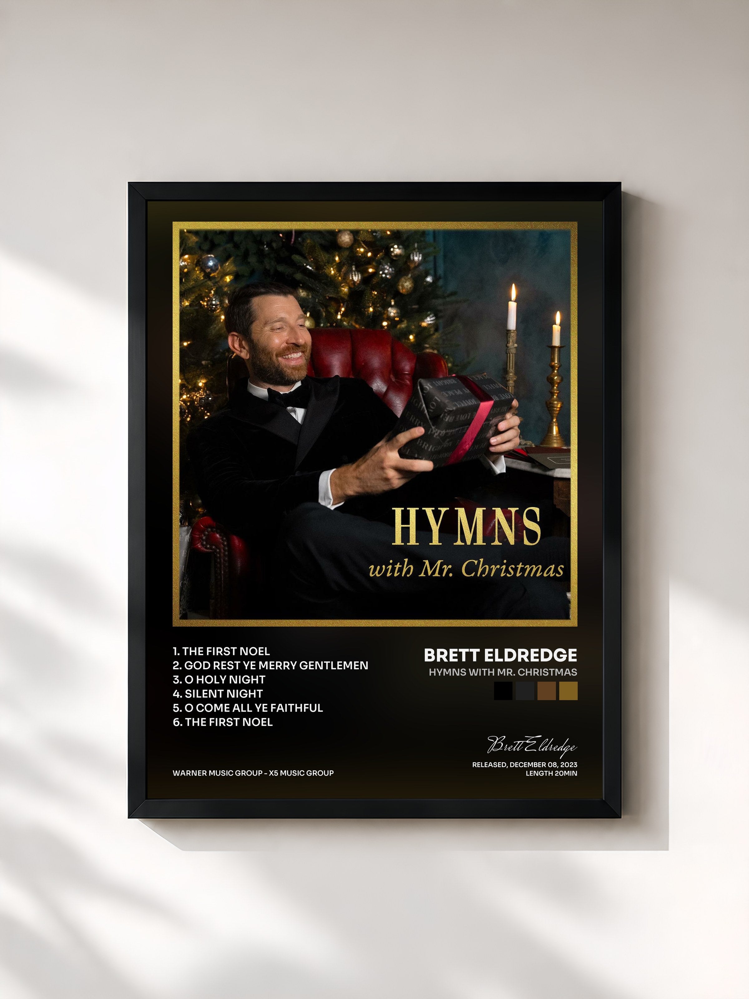 #noir Tableau de l'album Hymns with Mr. Christmas de Brett Eldredge, cadre noir, imprimé et encadré en France