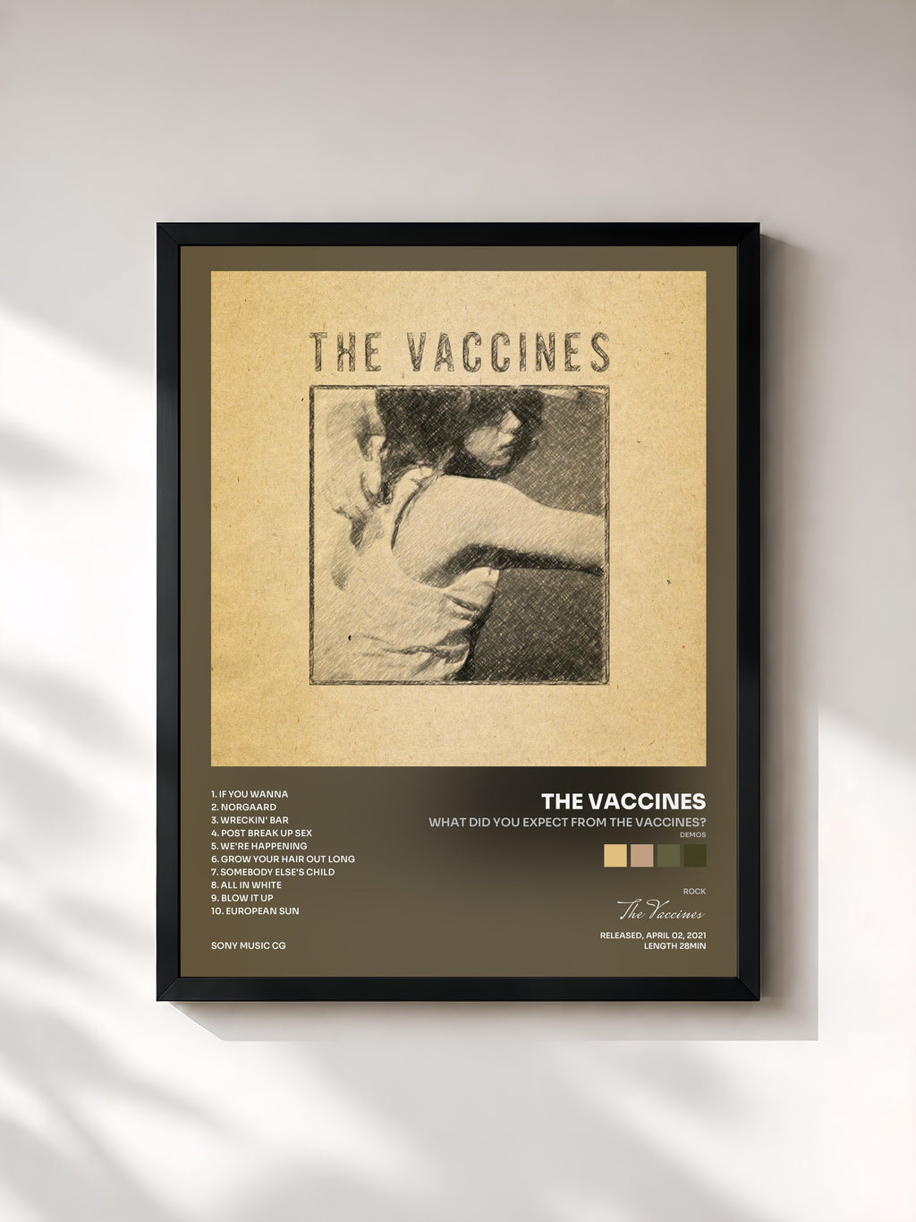 #noir Tableau de l'album What Did You Expect From The Vaccines? (Demos) de The Vaccines, cadre noir, imprimé et encadré en France