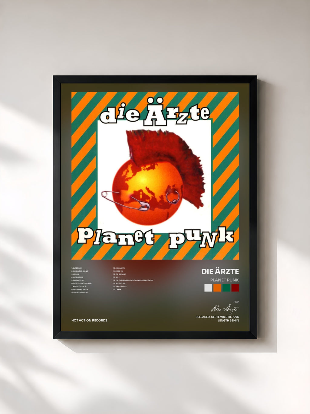 #noir Tableau de l'album Planet Punk de Die Ärzte, cadre noir, imprimé et encadré en France