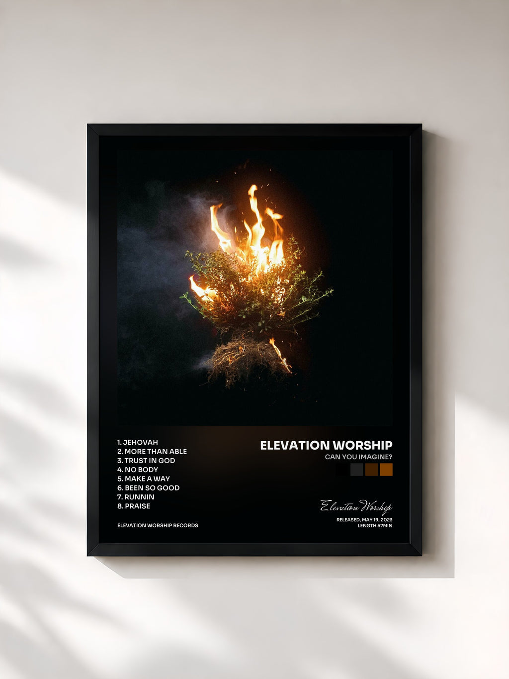 #noir Tableau de l'album CAN YOU IMAGINE? de Elevation Worship, cadre noir, imprimé et encadré en France
