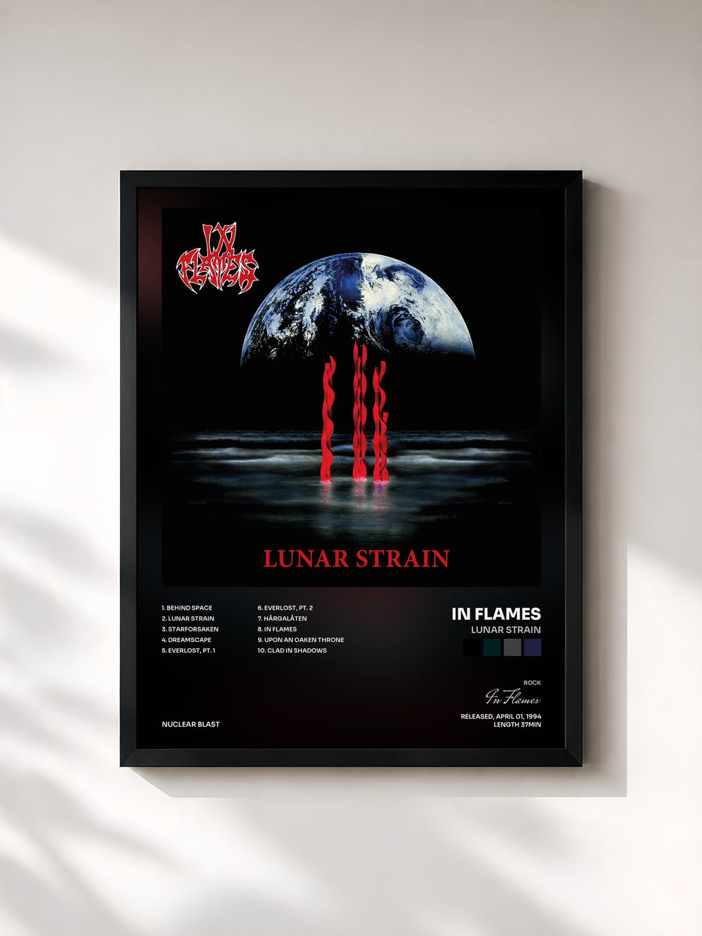 #noir Tableau de l'album Lunar Strain de In Flames, cadre noir, imprimé et encadré en France