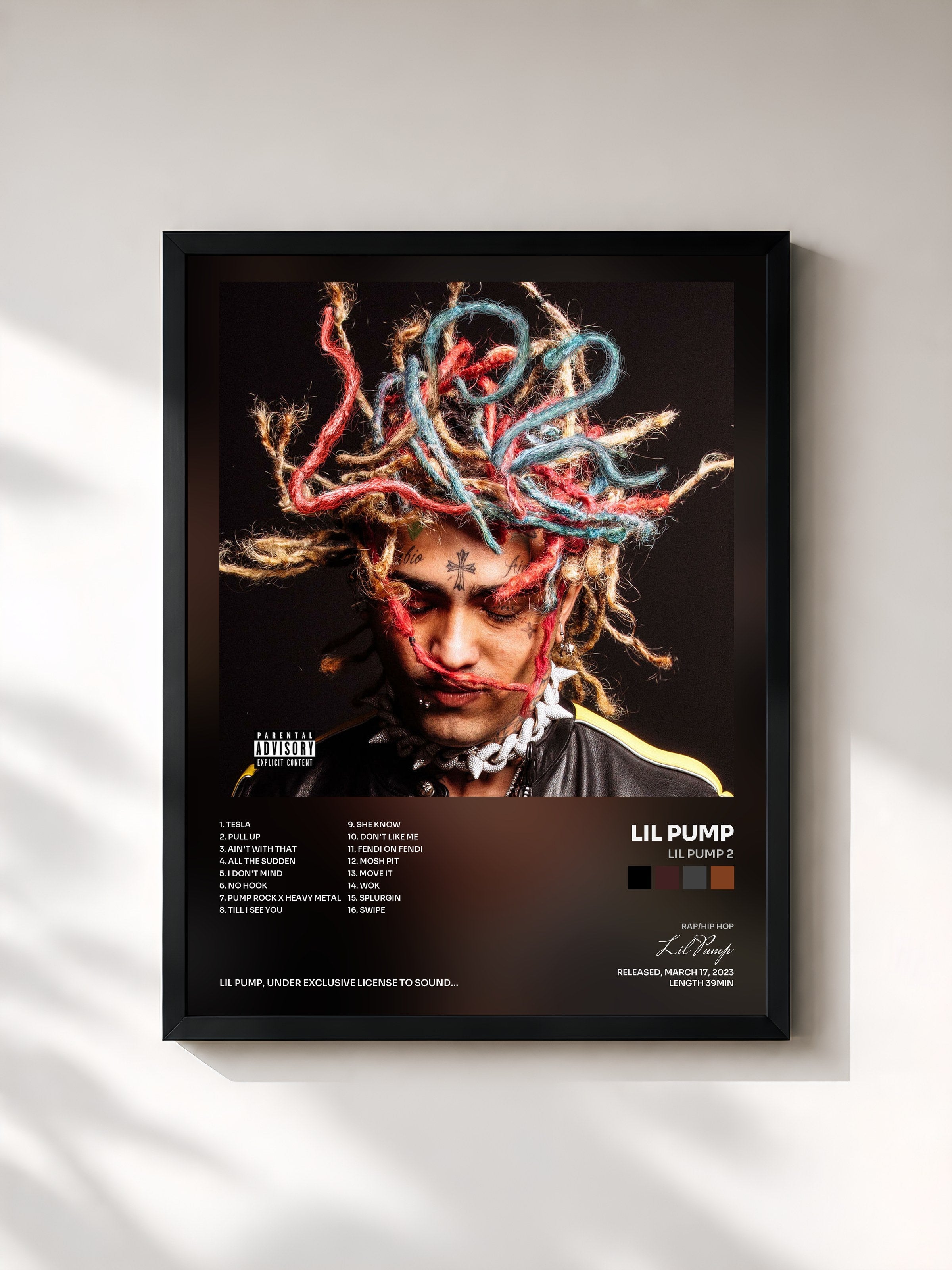 #noir Tableau de l'album Lil Pump 2 de Lil Pump, cadre noir, imprimé et encadré en France