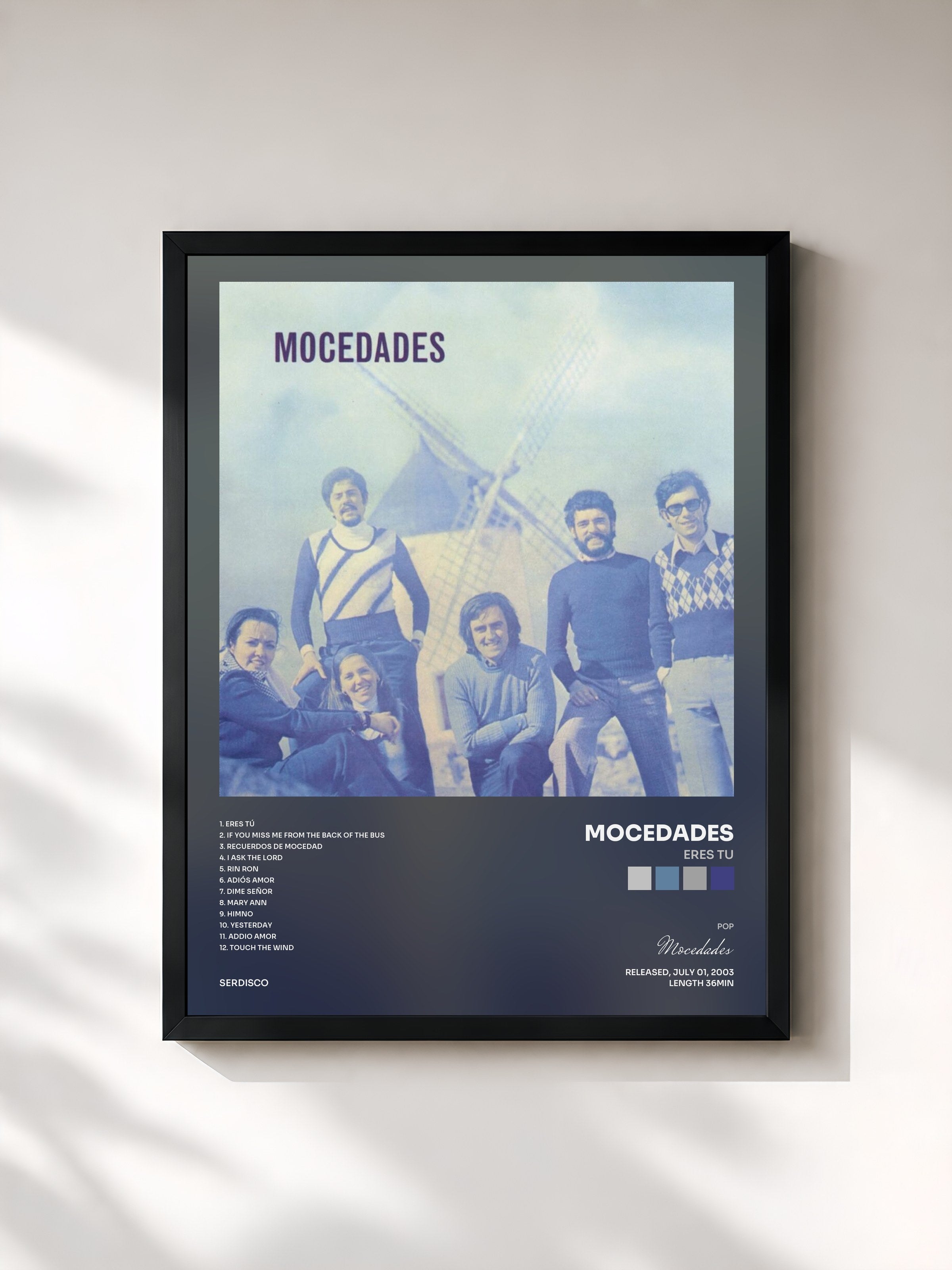 #noir Tableau de l'album Eres Tu de Mocedades, cadre noir, imprimé et encadré en France