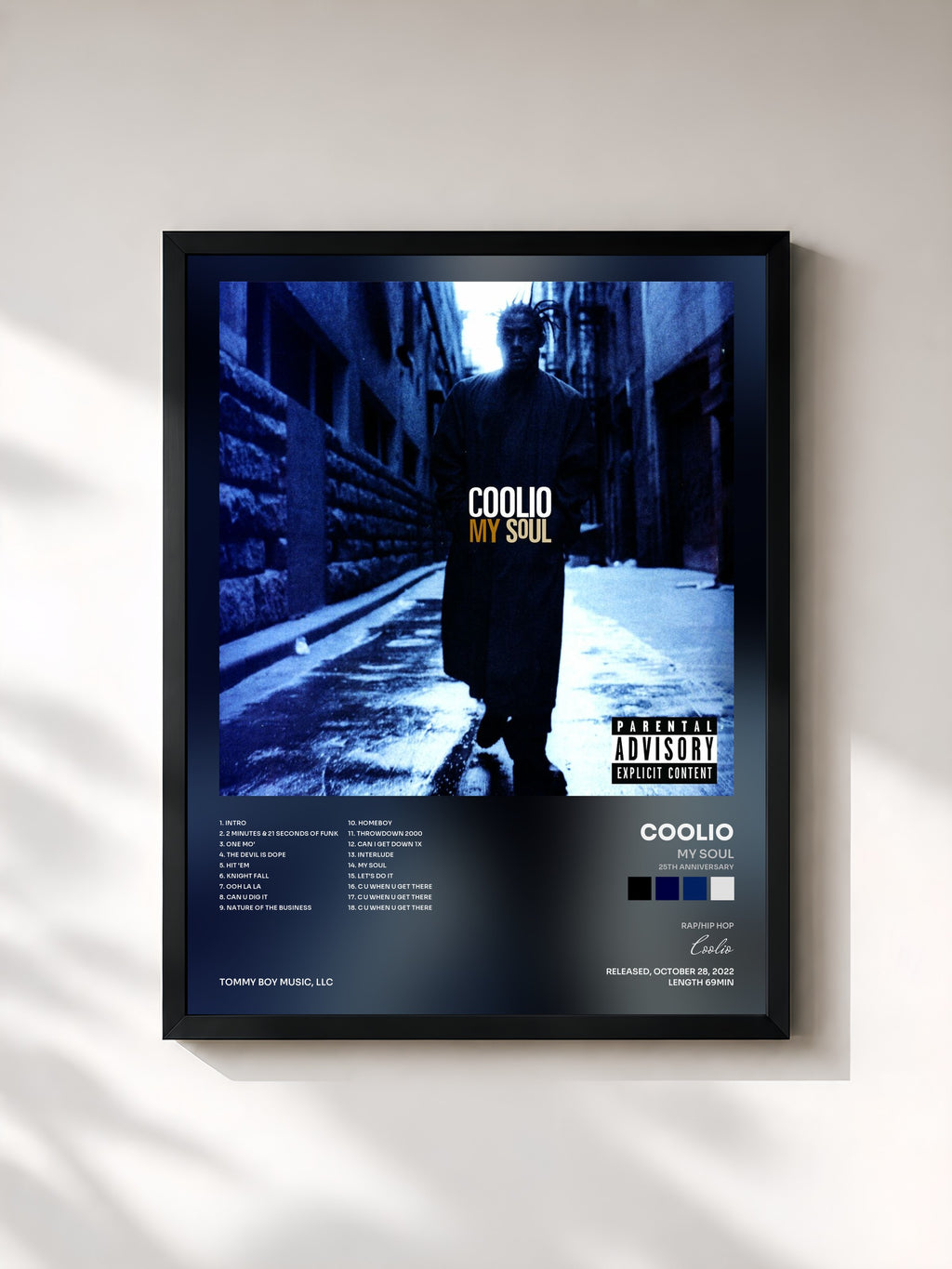 #noir Tableau de l'album My Soul (25th Anniversary) de Coolio, cadre noir, imprimé et encadré en France