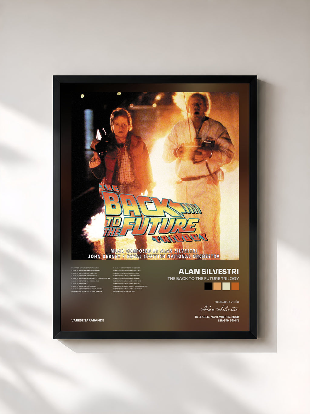 #noir Tableau de l'album The Back To The Future Trilogy de Alan Silvestri, cadre noir, imprimé et encadré en France