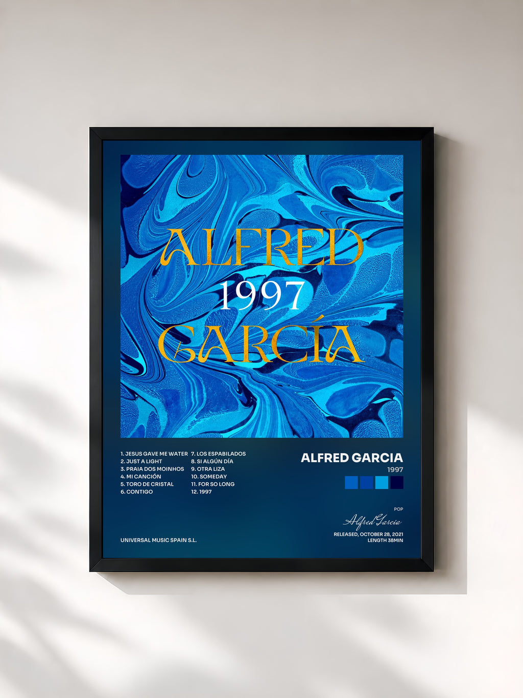 #noir Tableau de l'album 1997 de Alfred Garcia, cadre noir, imprimé et encadré en France