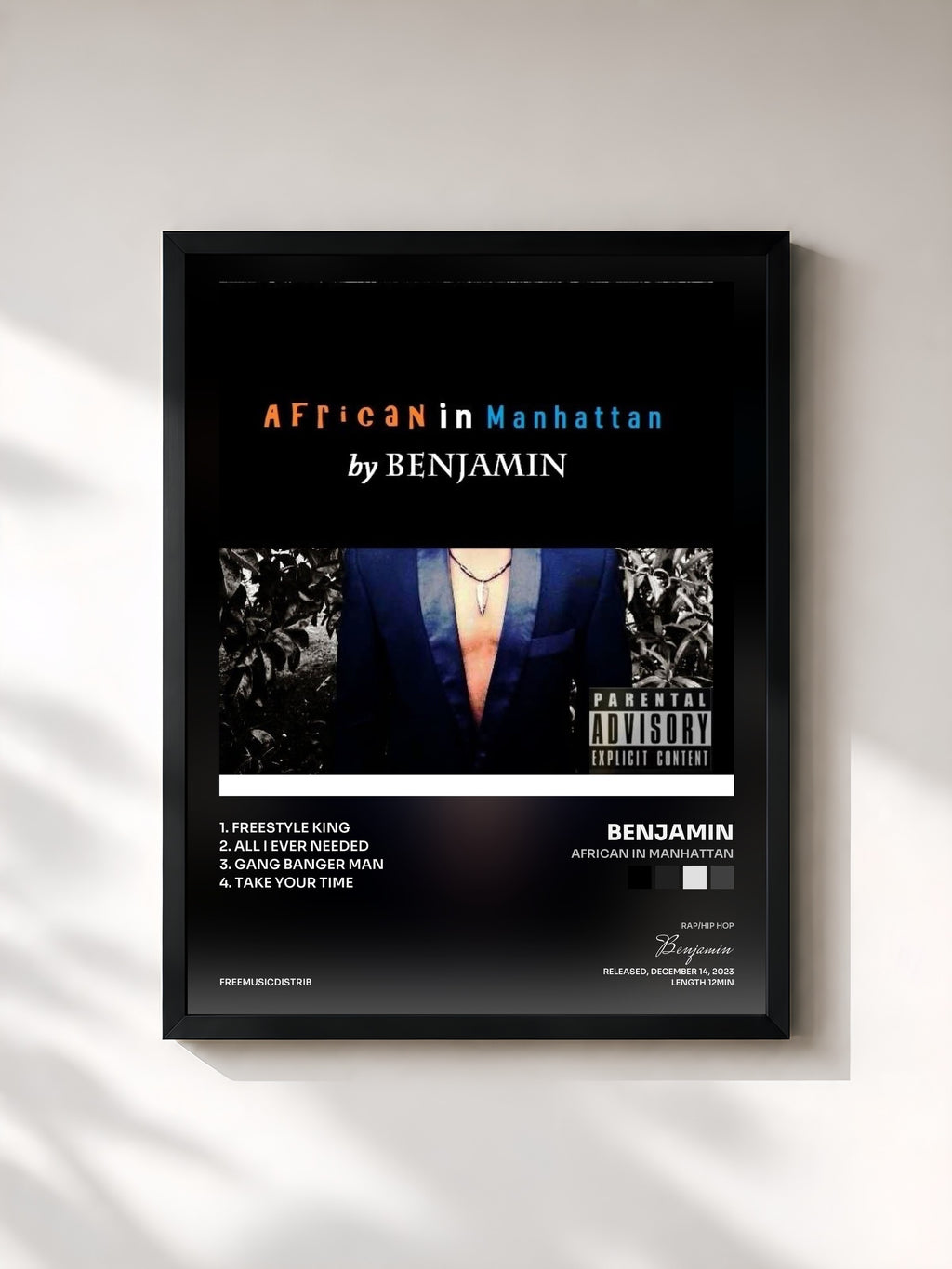 #noir Tableau de l'album African in Manhattan de Benjamin, cadre noir, imprimé et encadré en France