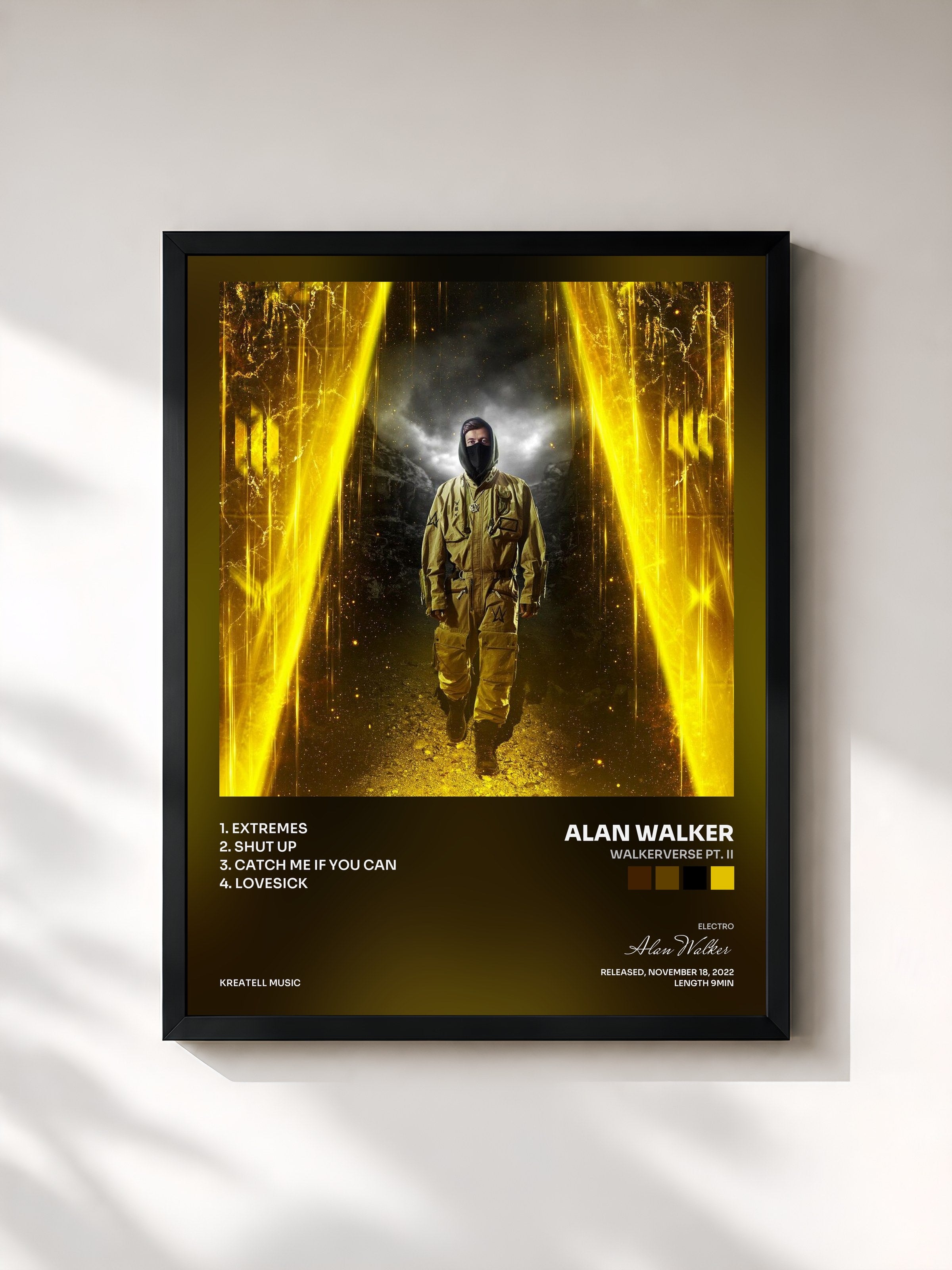 #noir Tableau de l'album Walkerverse Pt. II de Alan Walker, cadre noir, imprimé et encadré en France