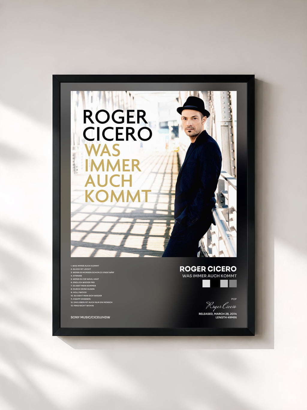 #noir Tableau de l'album Was immer auch kommt de Roger Cicero, cadre noir, imprimé et encadré en France
