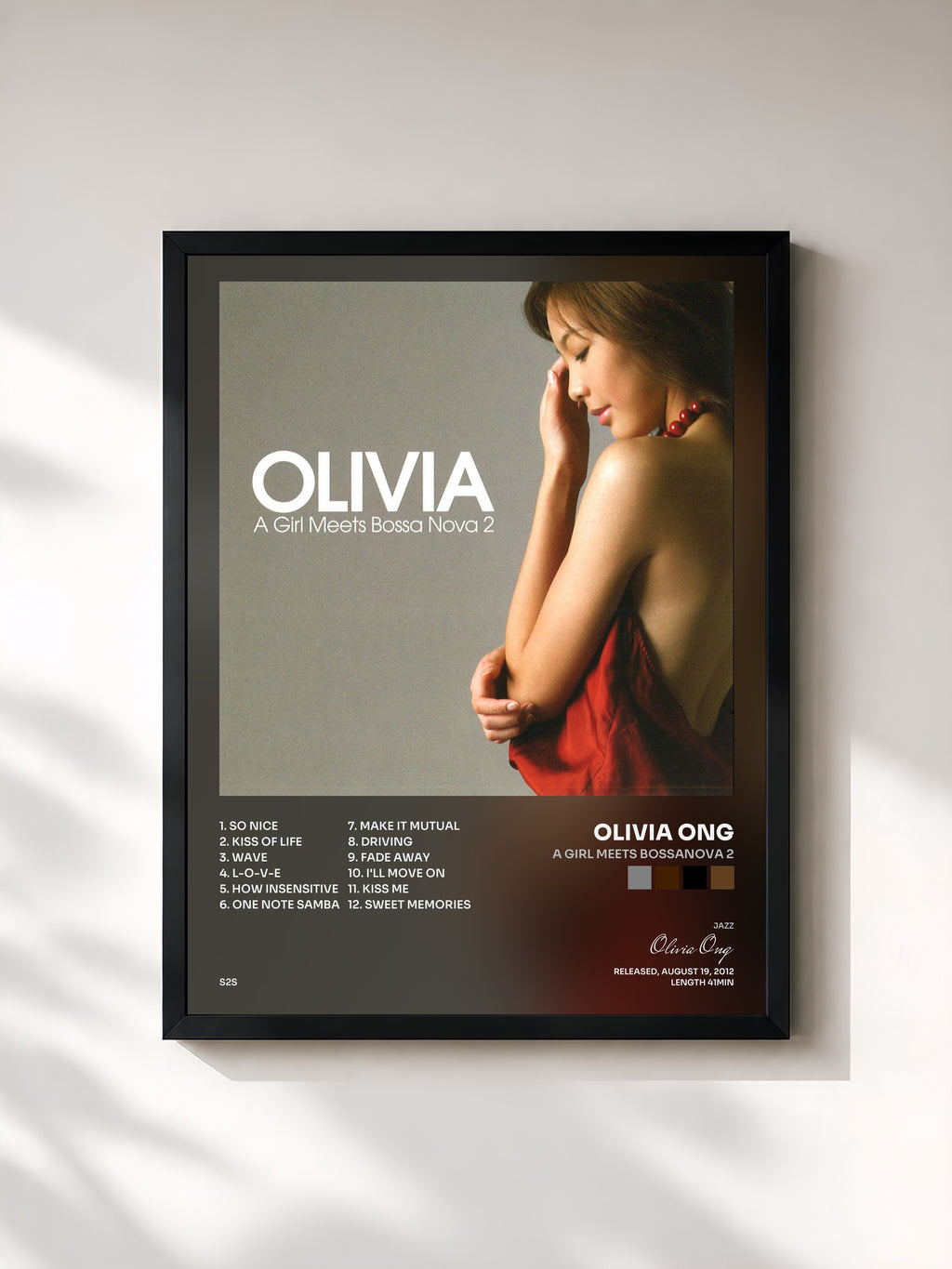 #noir Tableau de l'album A Girl Meets Bossanova 2 de Olivia Ong, cadre noir, imprimé et encadré en France