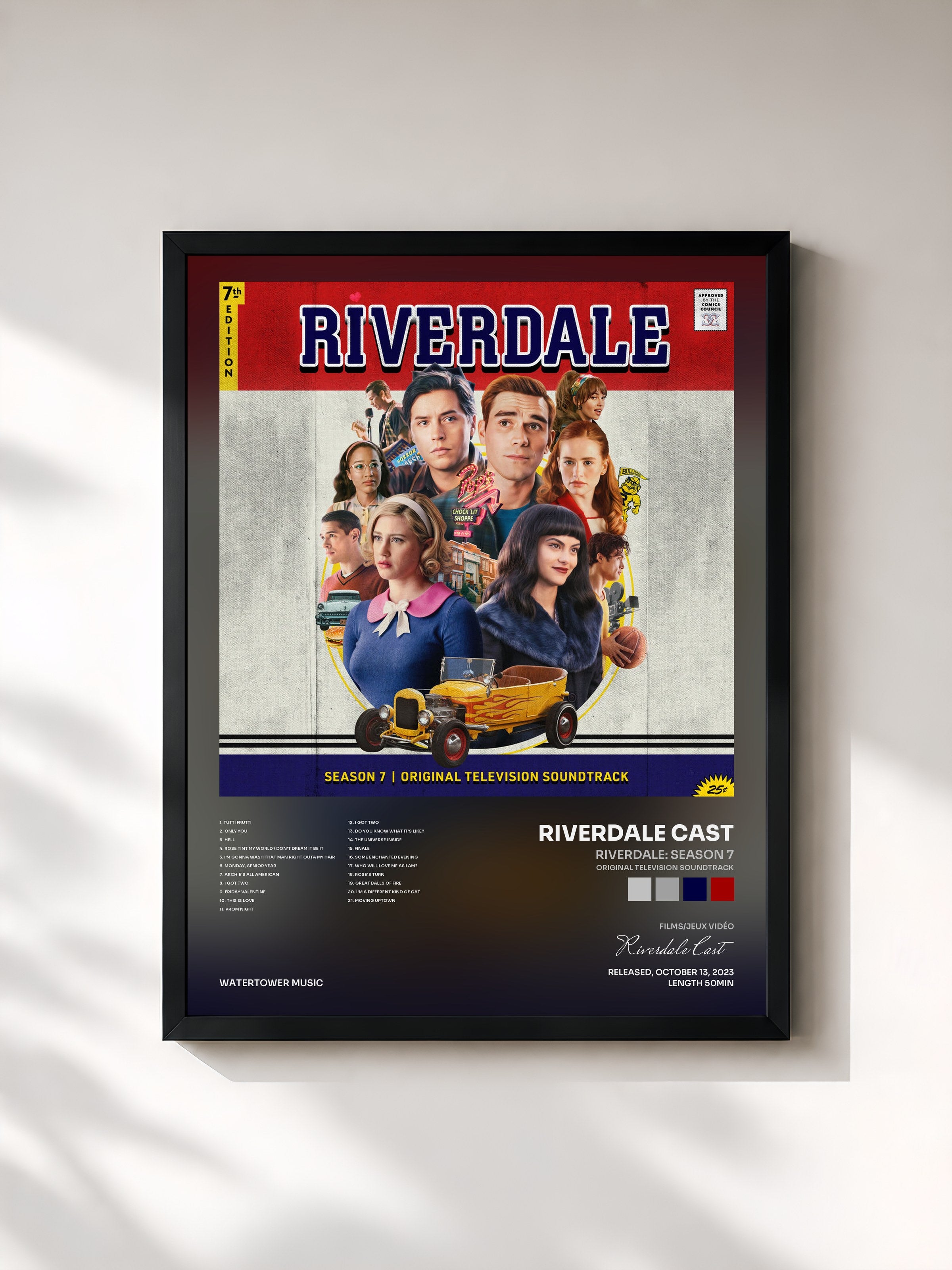 #noir Tableau de l'album Riverdale: Season 7 (Original Television Soundtrack) de Riverdale Cast, cadre noir, imprimé et encadré en France