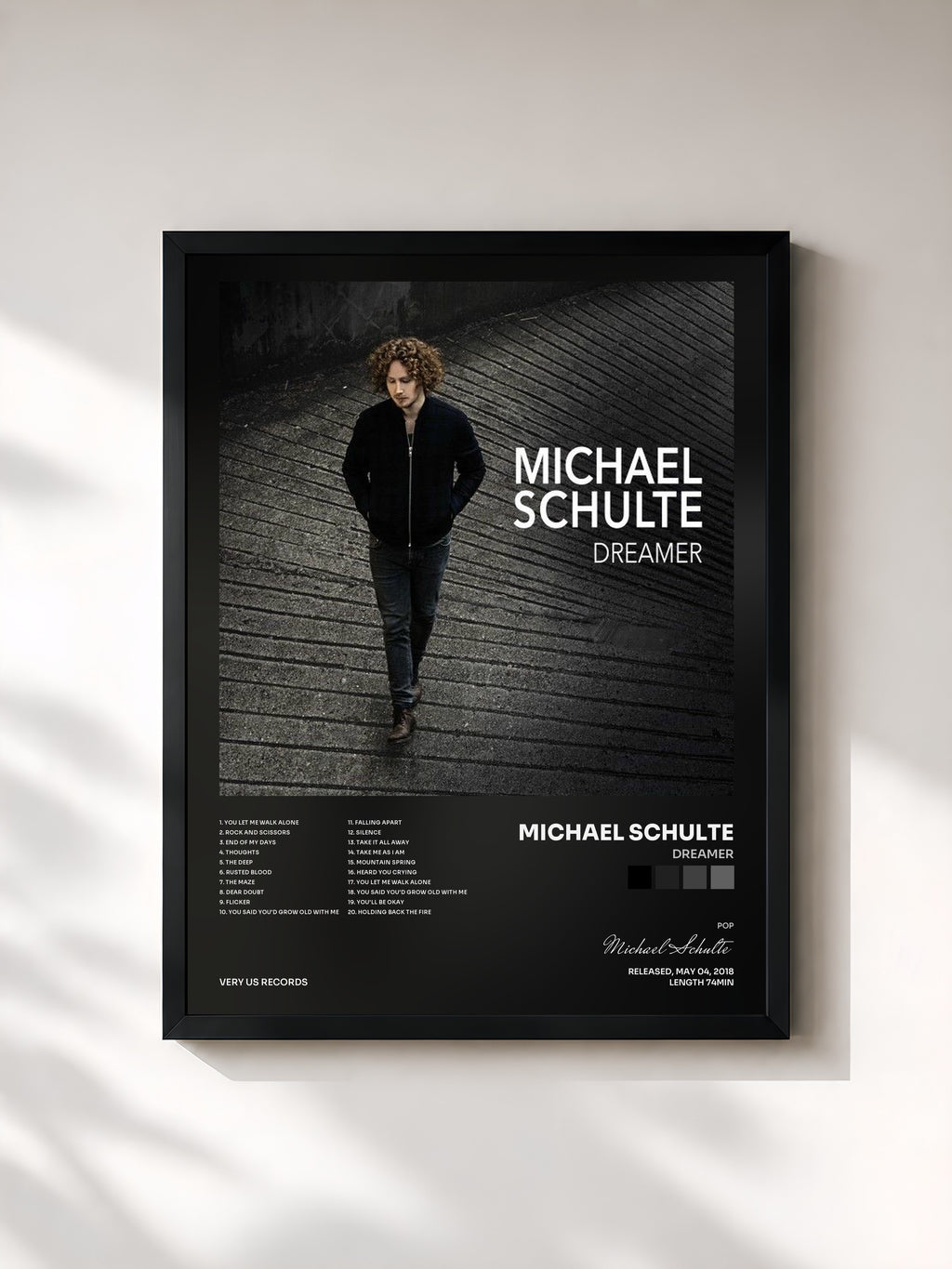 #noir Tableau de l'album Dreamer de Michael Schulte, cadre noir, imprimé et encadré en France