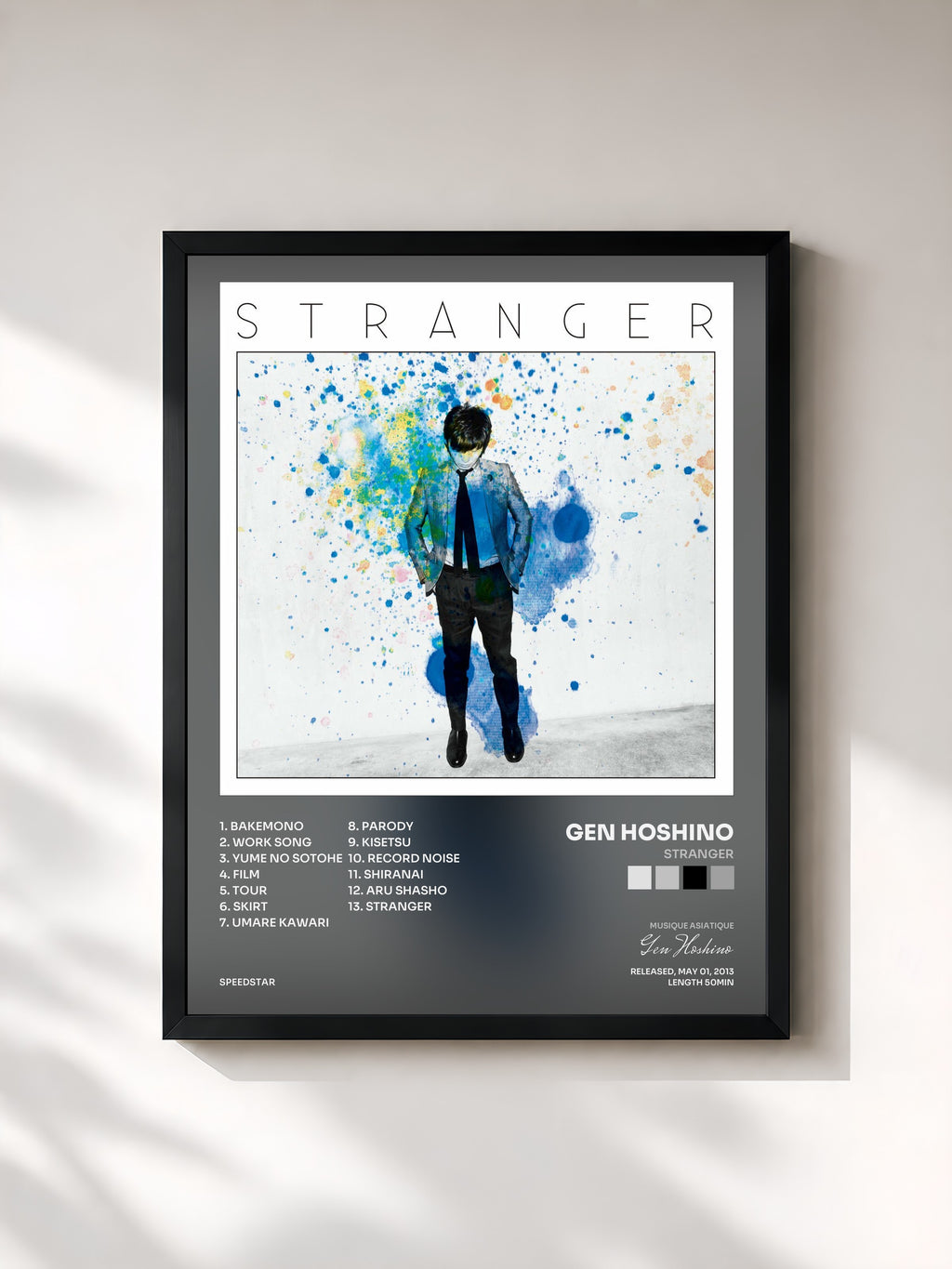 #noir Tableau de l'album Stranger de Gen Hoshino, cadre noir, imprimé et encadré en France
