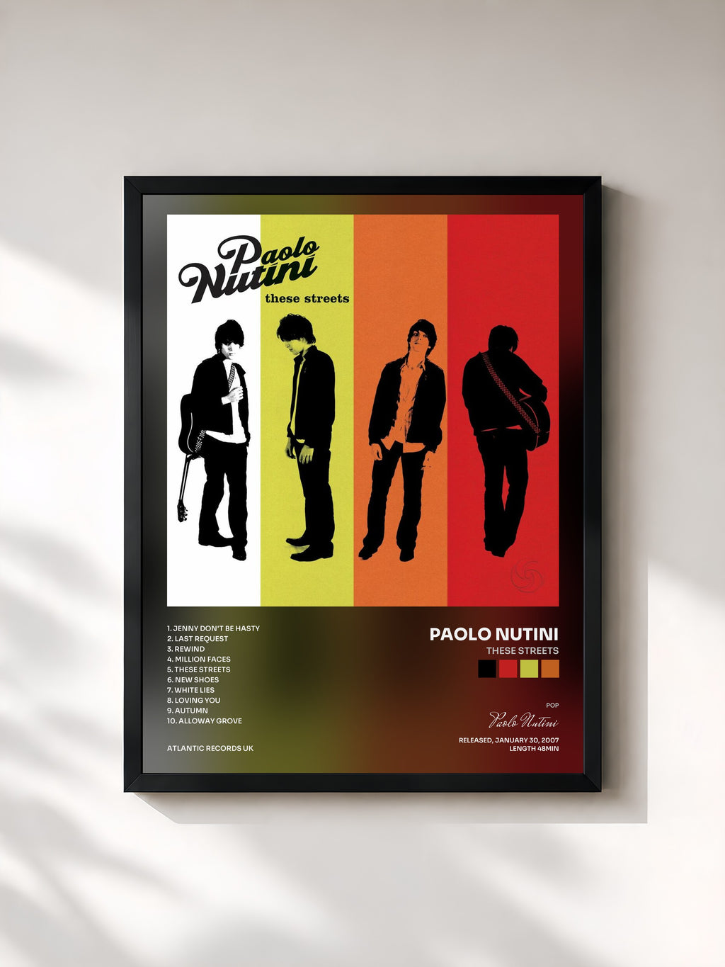 #noir Tableau de l'album These Streets de Paolo Nutini, cadre noir, imprimé et encadré en France