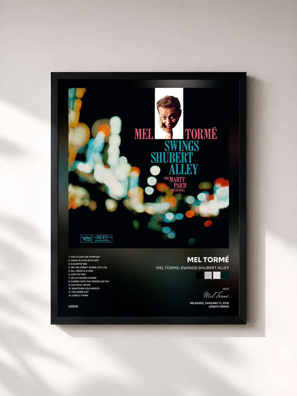 #noir Tableau de l'album Mel Torme: Swings Shubert Alley de Mel Tormé, cadre noir, imprimé et encadré en France