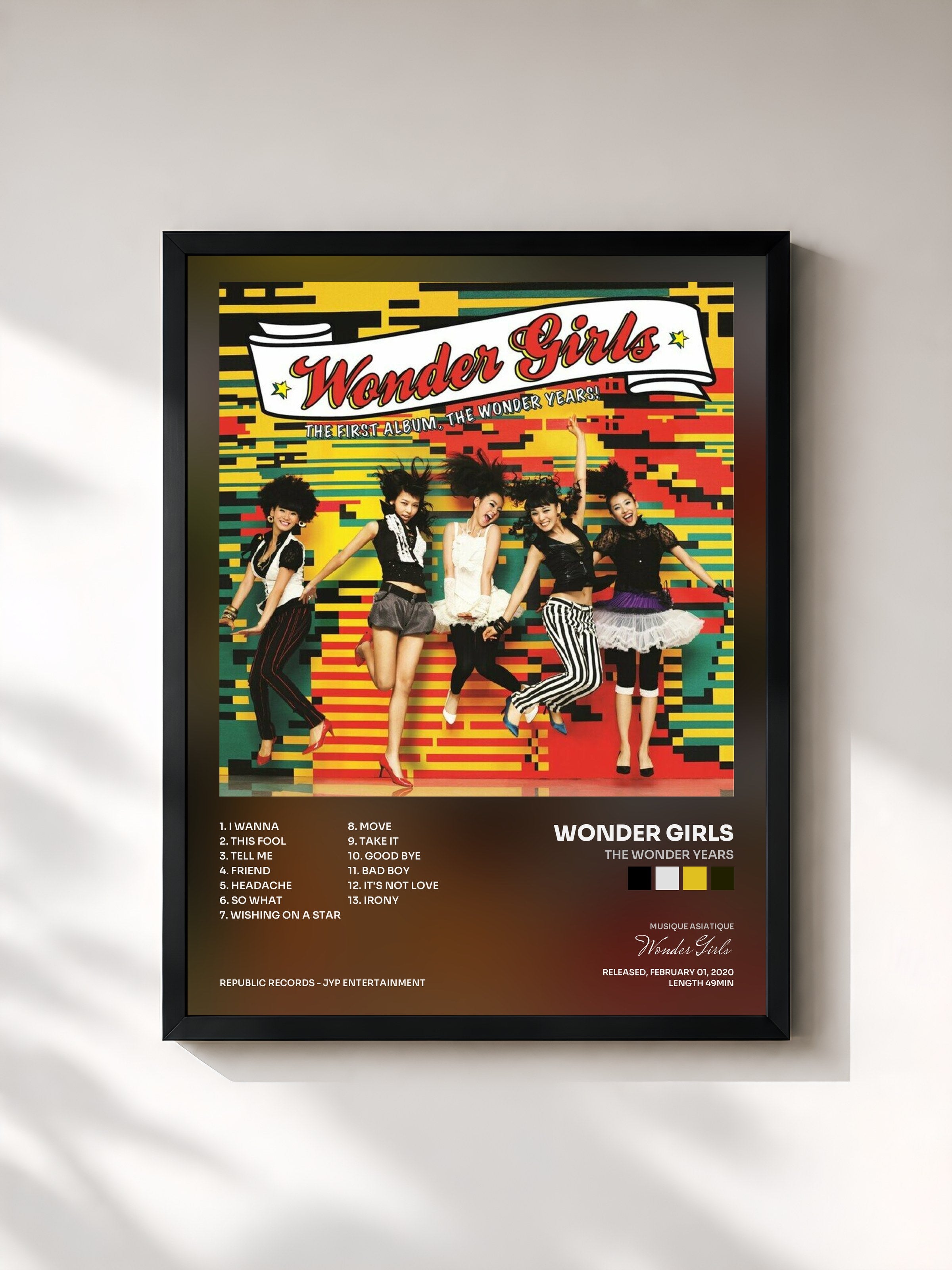 #noir Tableau de l'album The Wonder Years de Wonder Girls, cadre noir, imprimé et encadré en France
