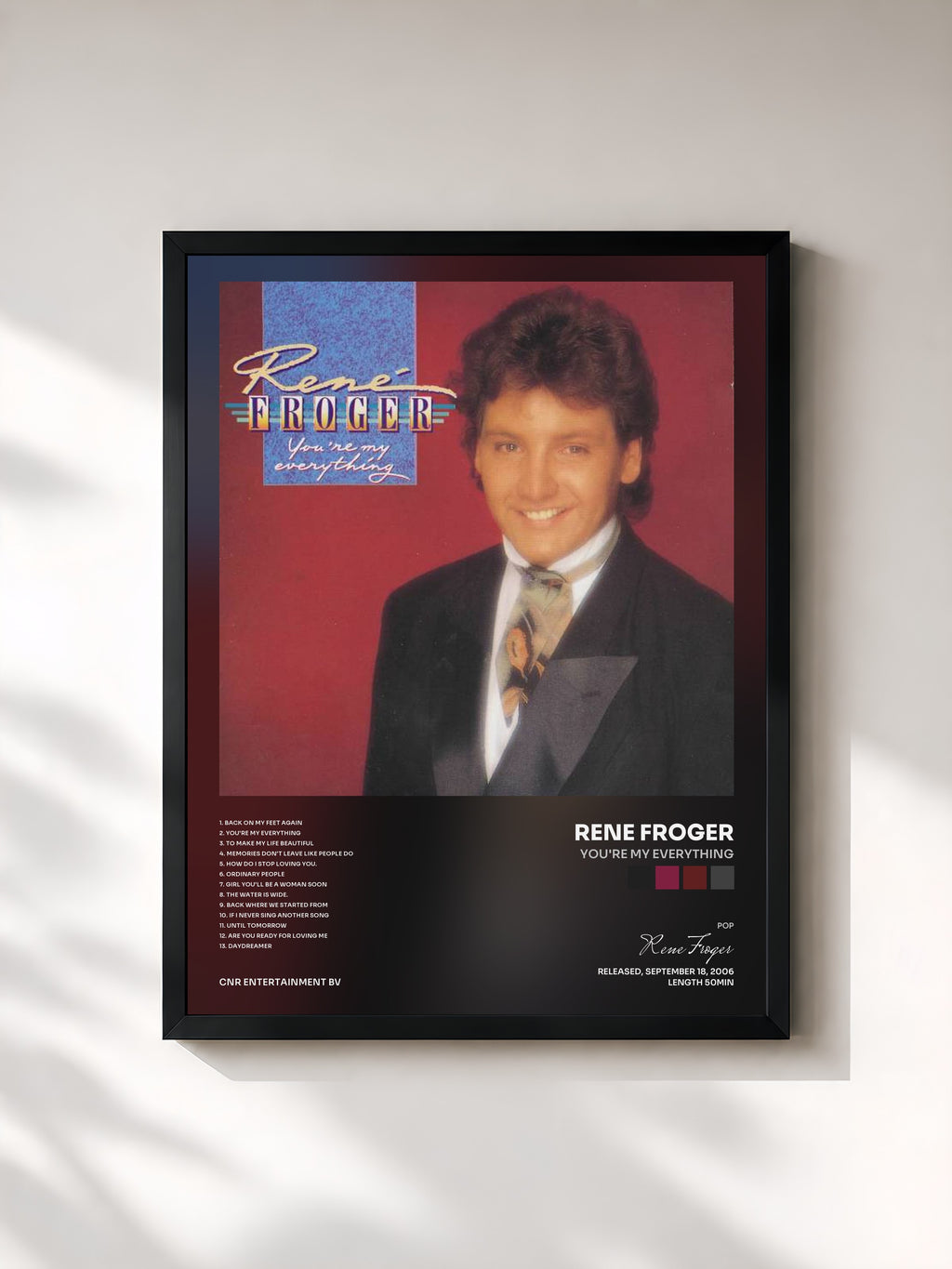 #noir Tableau de l'album You're My Everything de Rene Froger, cadre noir, imprimé et encadré en France
